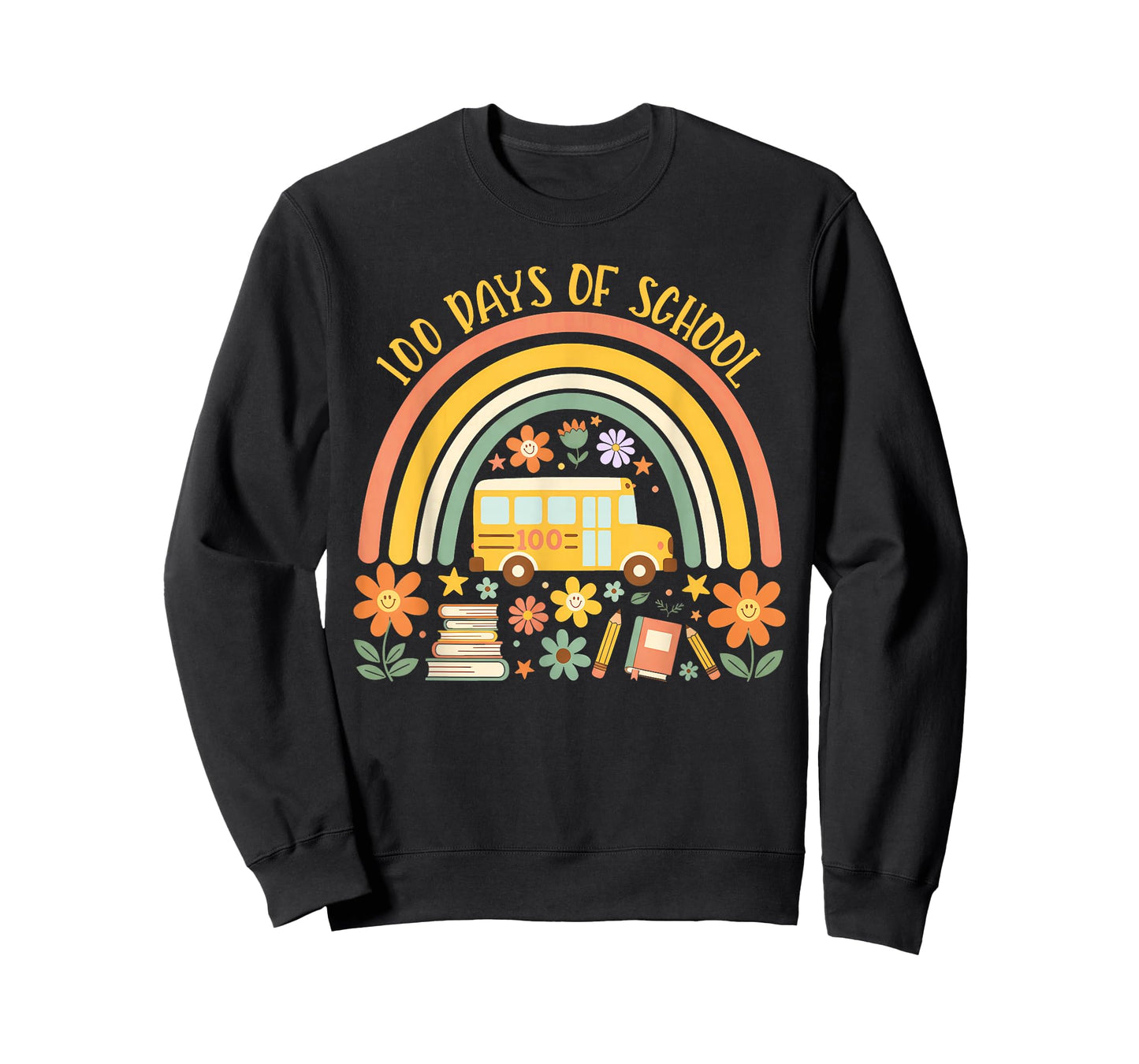 100 Days of School Rainbow Bus Teacher Student 100th Day T-Shirt