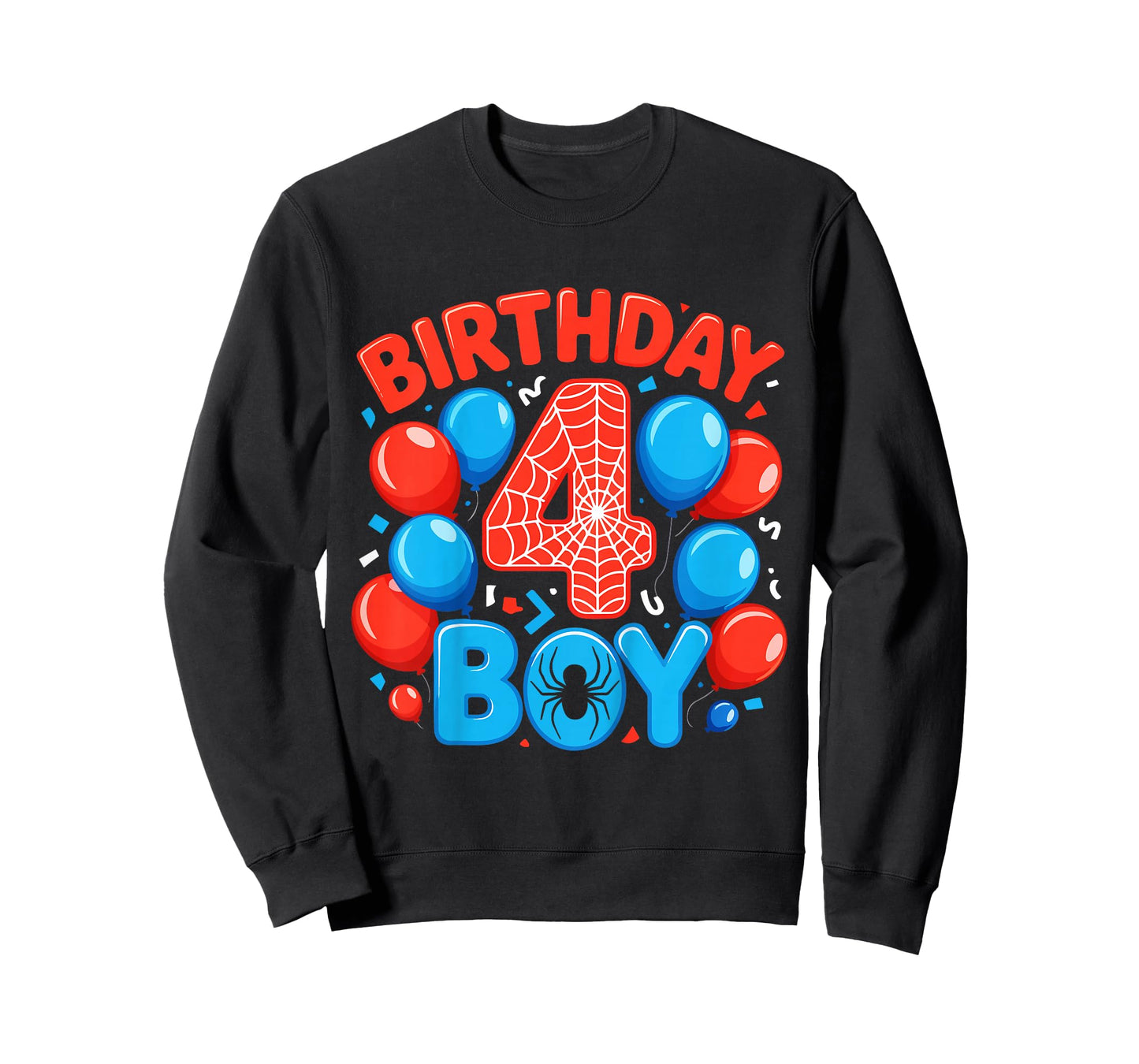 Kids 4th Birthday Spider Web 4 Year Old Boy Party T-Shirt