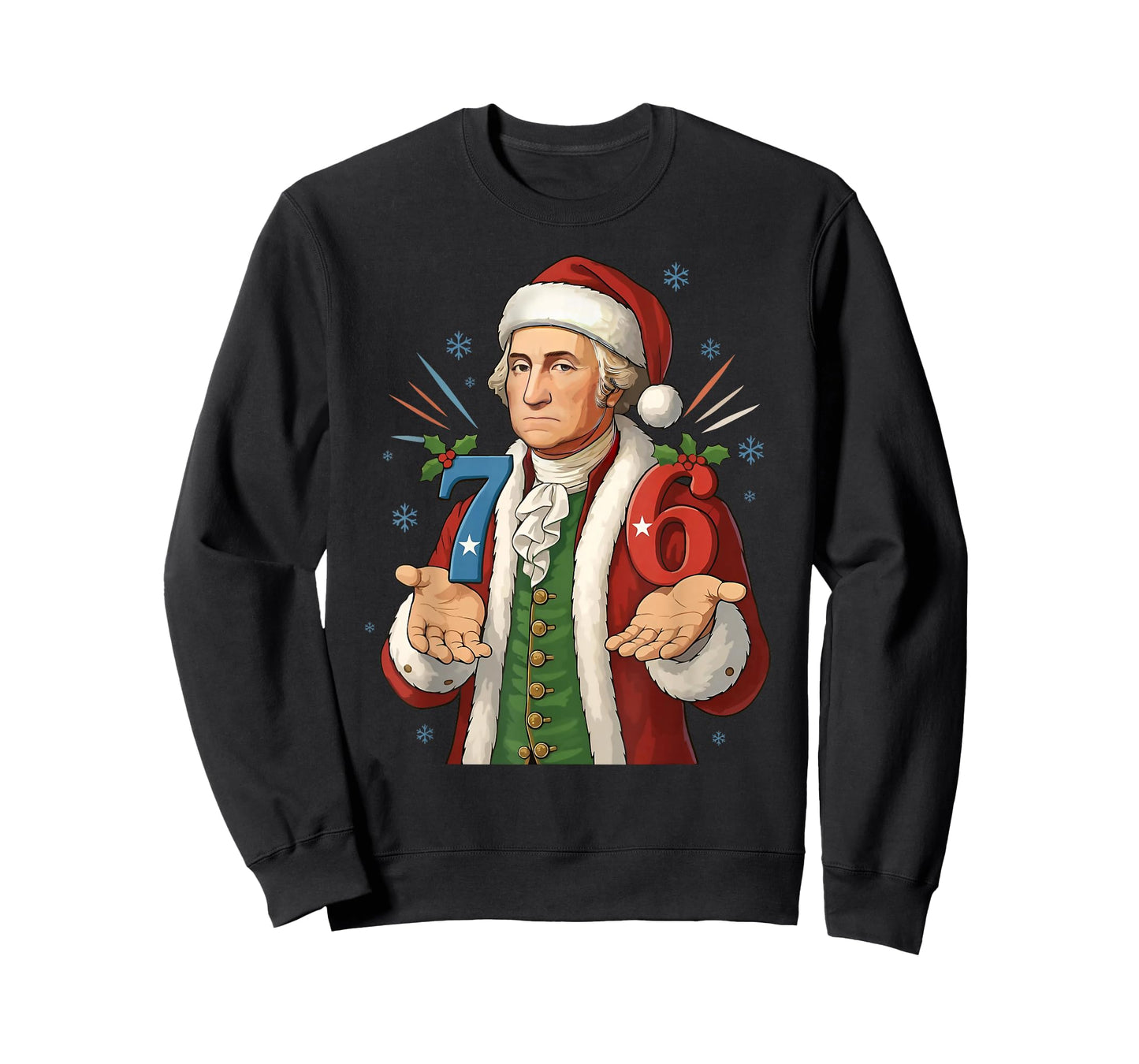 Funny 7-6 6-7 George Washington Santa 67 Meme Christmas T-Shirt