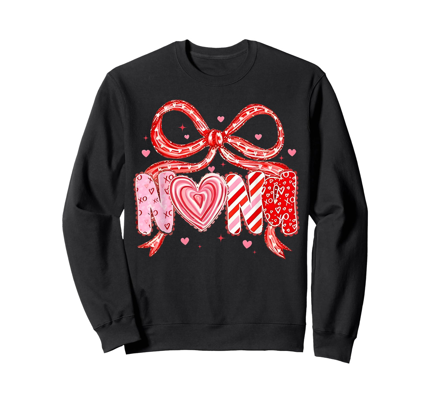 Valentine Nana Coquette Bow Heart Mom Mother Women T-Shirt