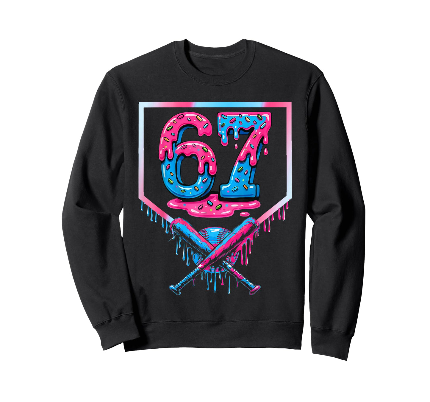 67 Six Seven Baseball Ice Cream Drip Cool Meme 67 Funny T-Shirt