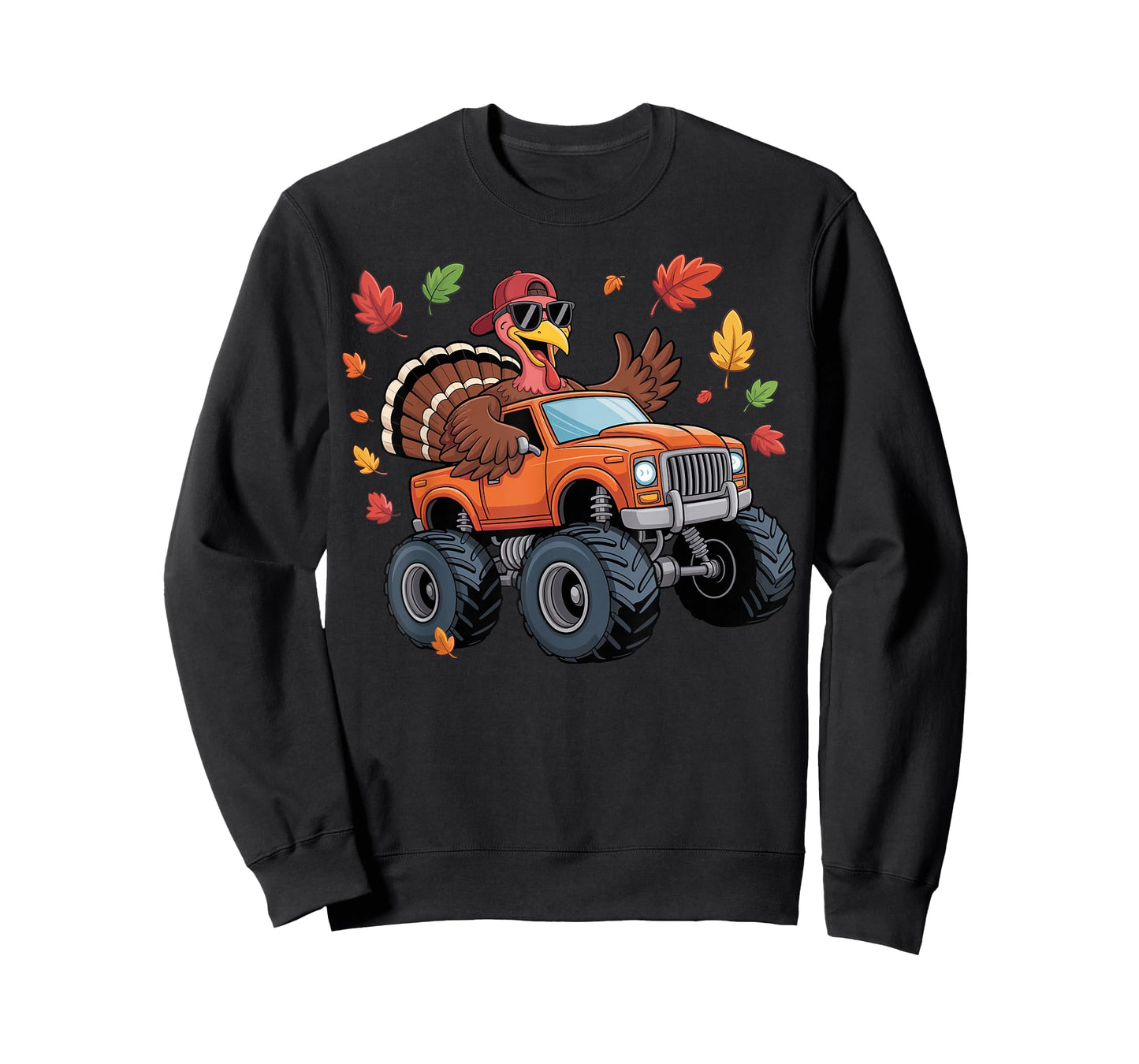 Thanksgiving Turkey Riding Monster Truck Boys Kids Youth T-Shirt