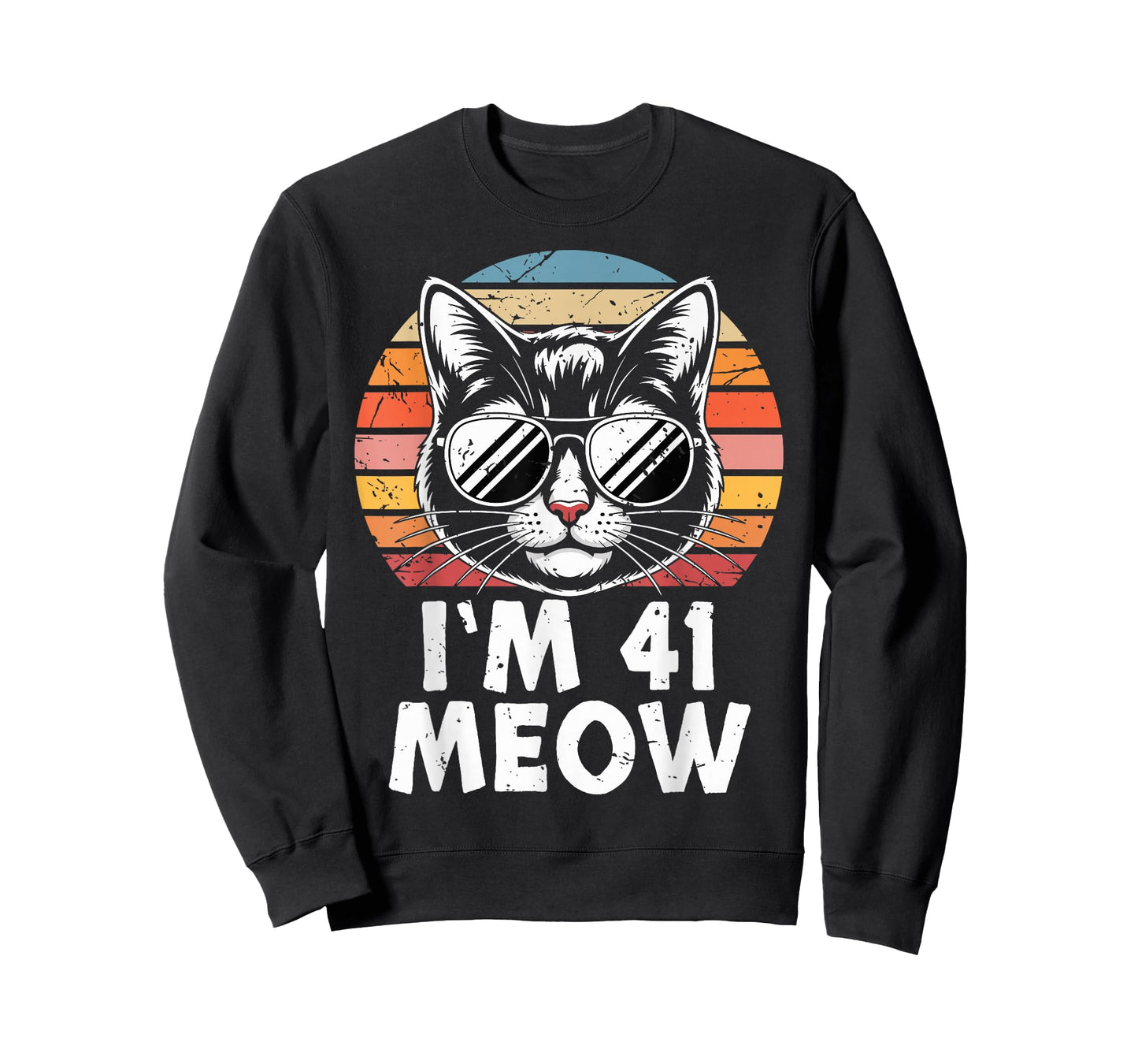 41 Birthday 41 Years Old I’m 41 Meow Funny Cat Birthday T-Shirt