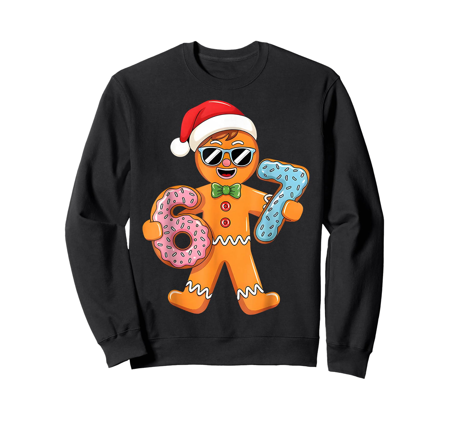 Funny Gingerbread Six Seven 67 Ice Cream Drip Christmas Boys T-Shirt
