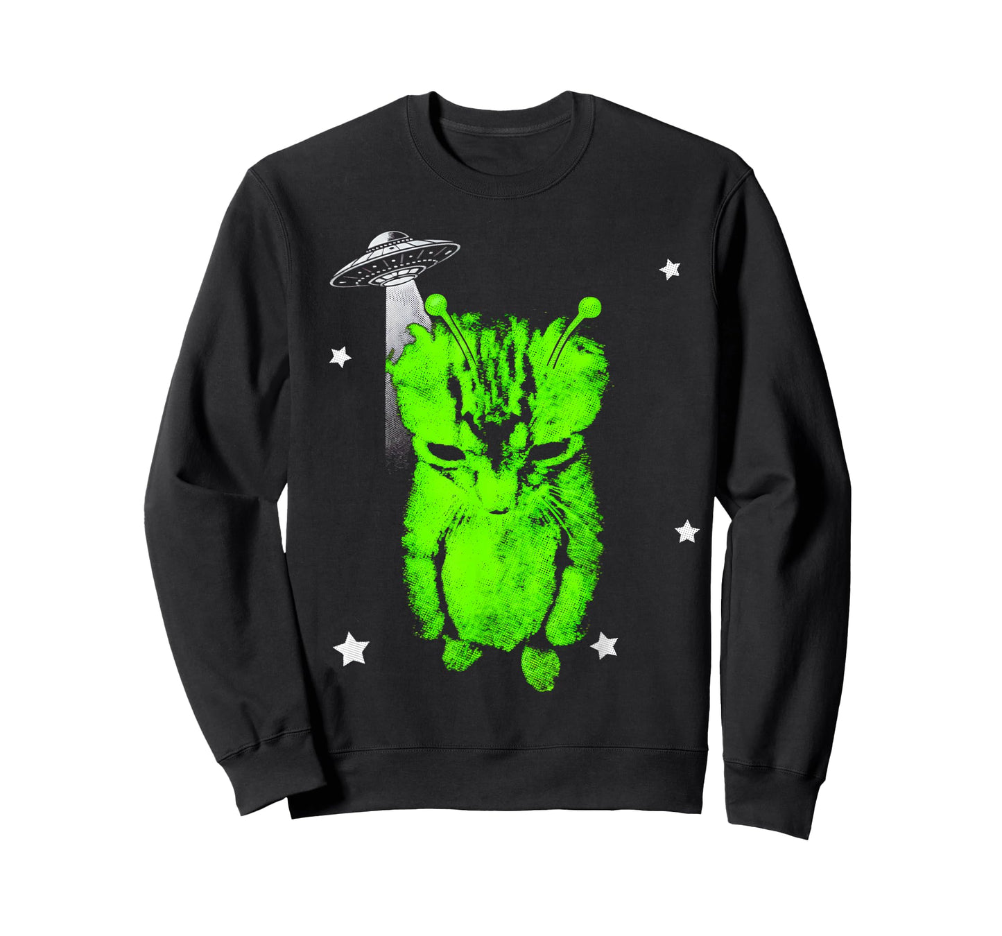 Alien Cat Meme UFO Vintage Graphic Tee Y2K Funny Silly Cat T-Shirt