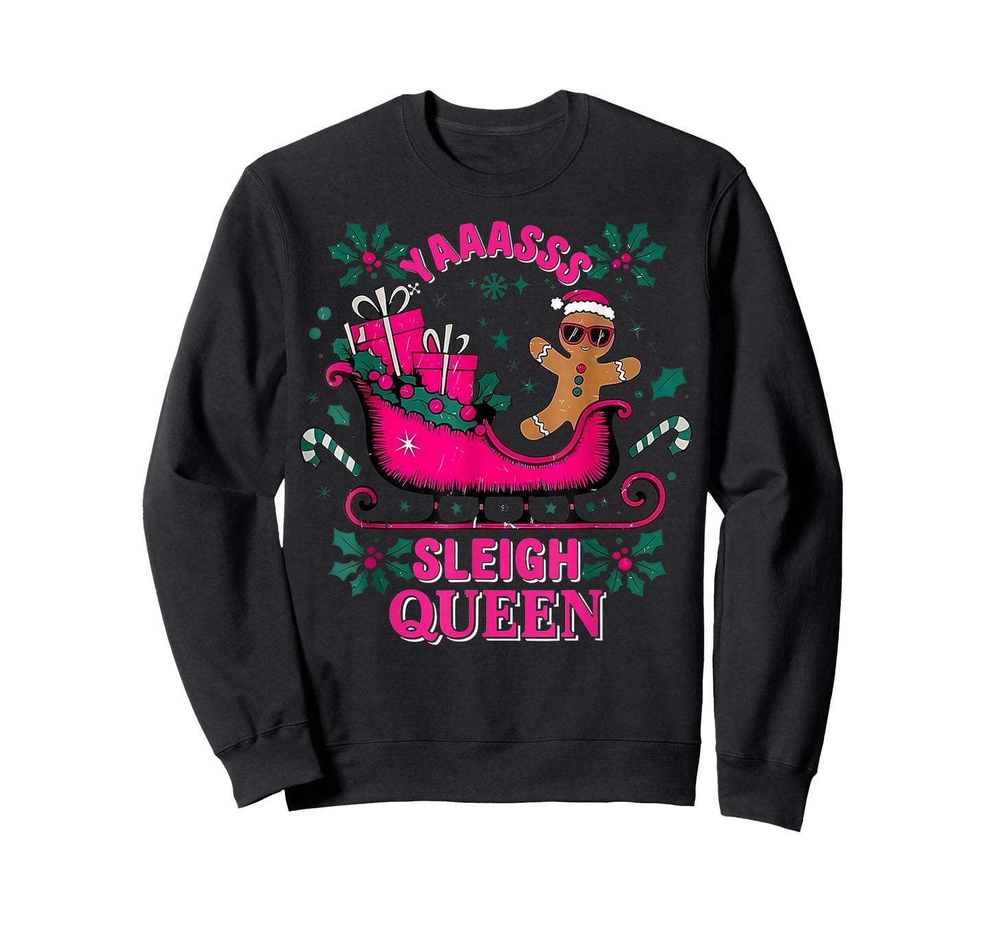 Yaaasss Sleigh Queen Sleigh Girl Matching Christmas Pajamas T-Shirt