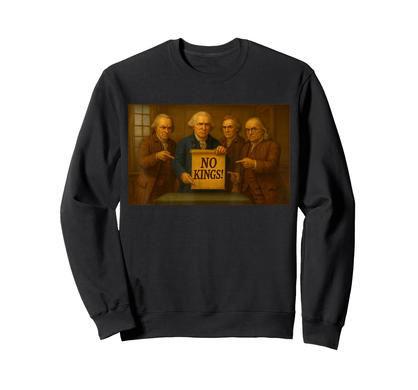 No Kings Protest Sign Funny Founding Fathers Disapproval T-Shirt