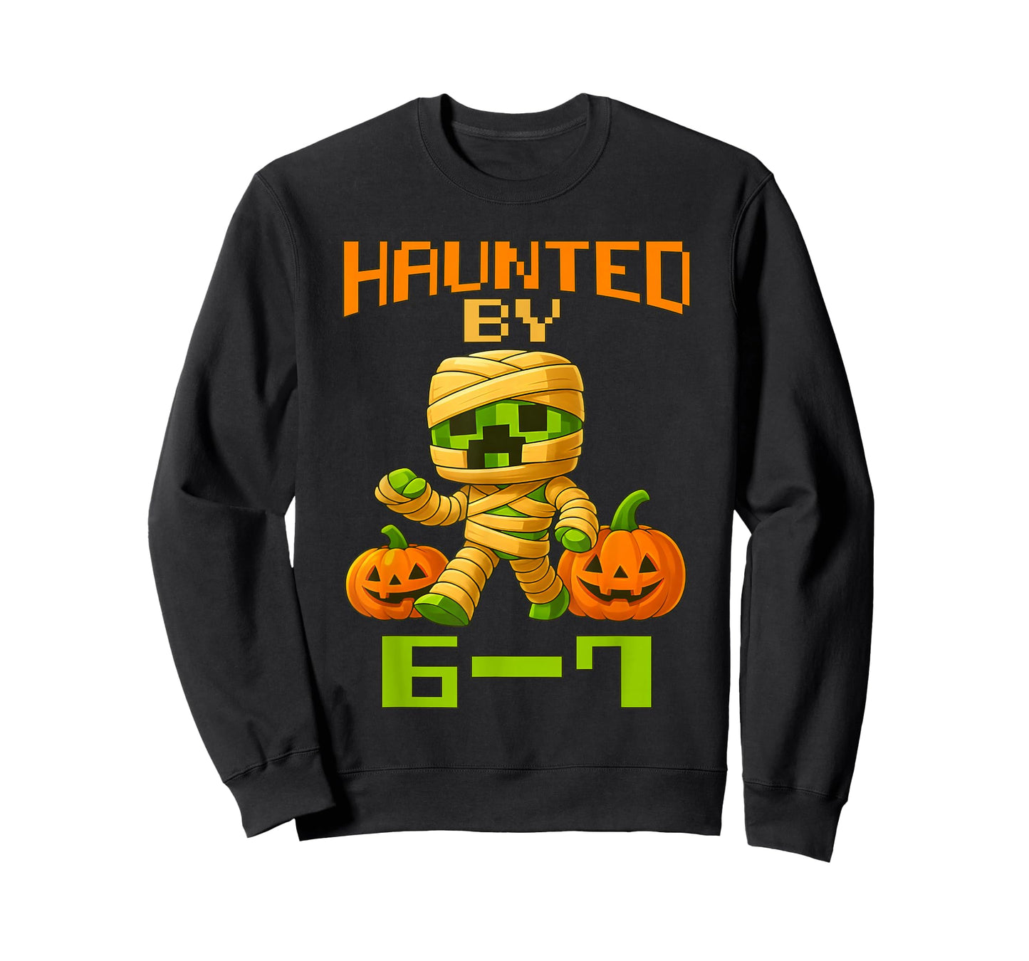 Haunted by 67 Funny Gamer Pixel Pumpkin Mummy Halloween T-Shirt
