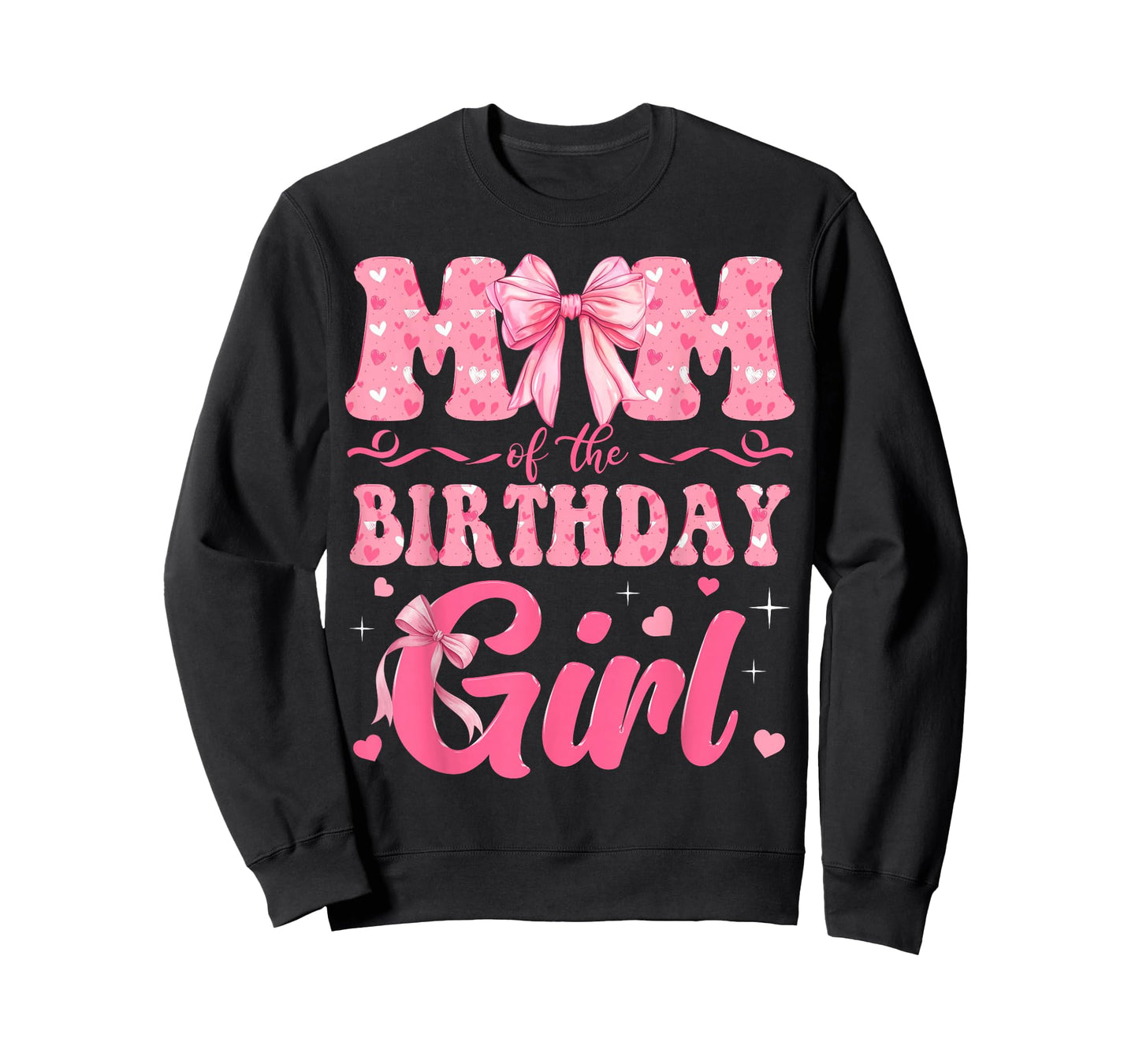 Mom of The Birthday Girl Family Pink Coquette Bow T-Shirt