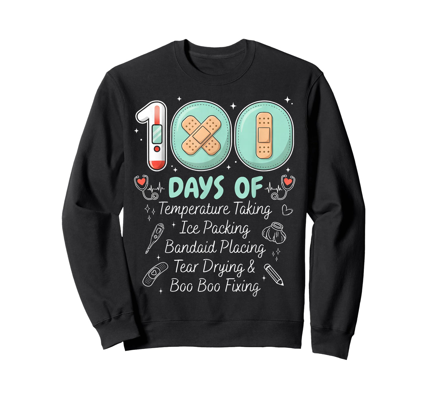 School Nurse Crew 100 Days of Temperature Taking Ice Packing T-Shirt