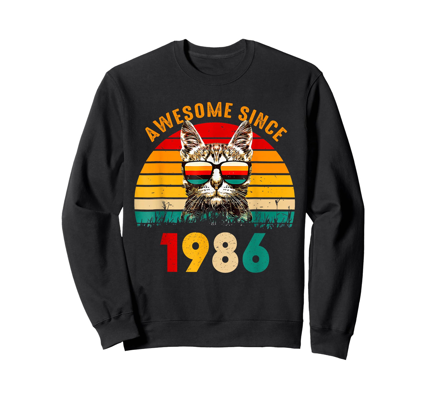 Awesome Since 1986, 1986 Retro Cool Cat, 40th Birthday T-Shirt