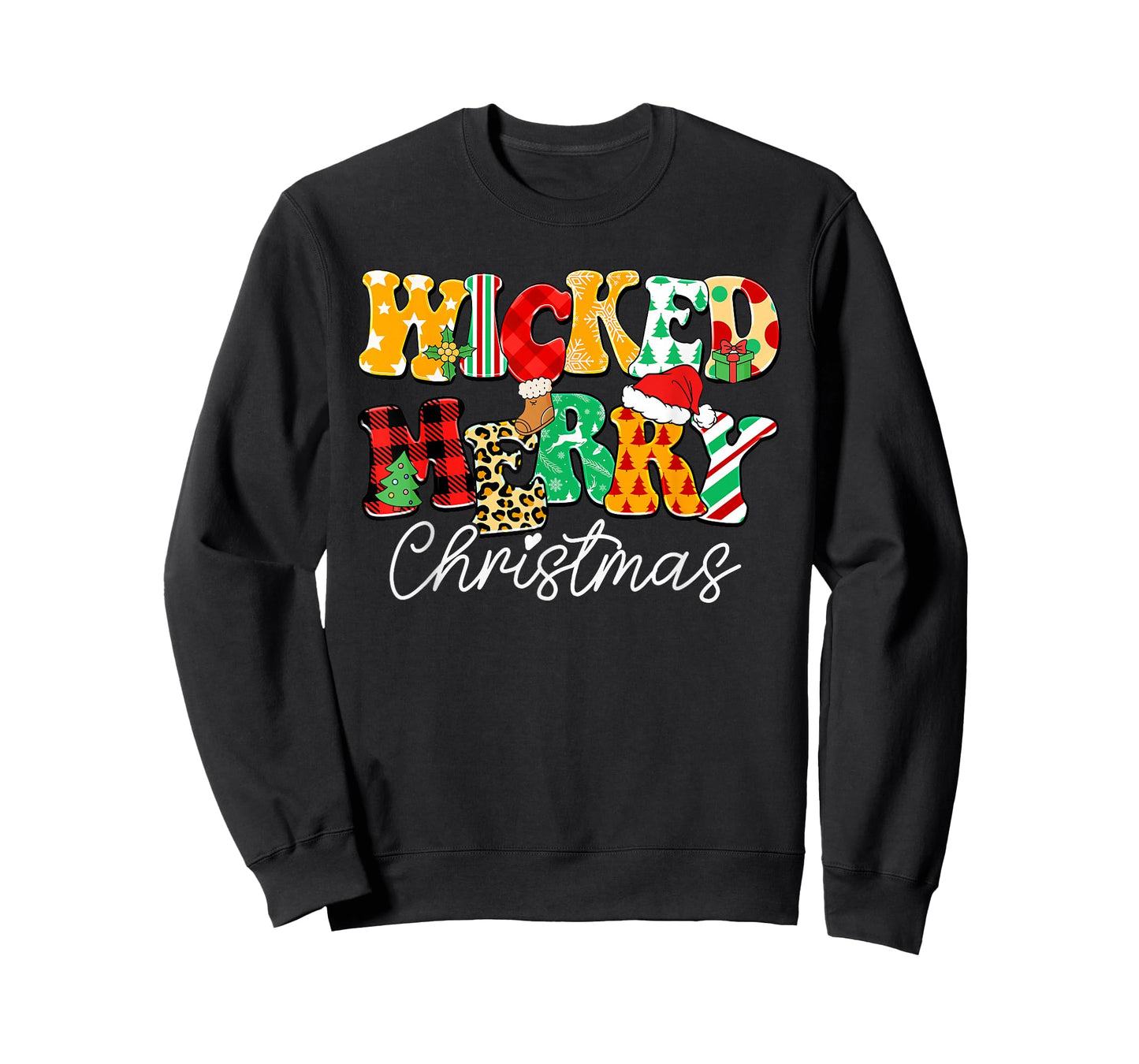Wicked Merry Christmas Pattern Mix Humor T-Shirt