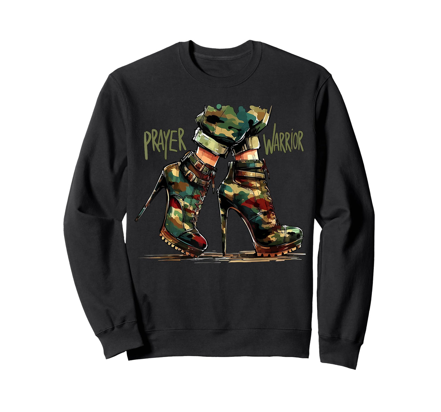 Camo Heels Prayer Warrior God Jesus Christian Girl Women T-Shirt
