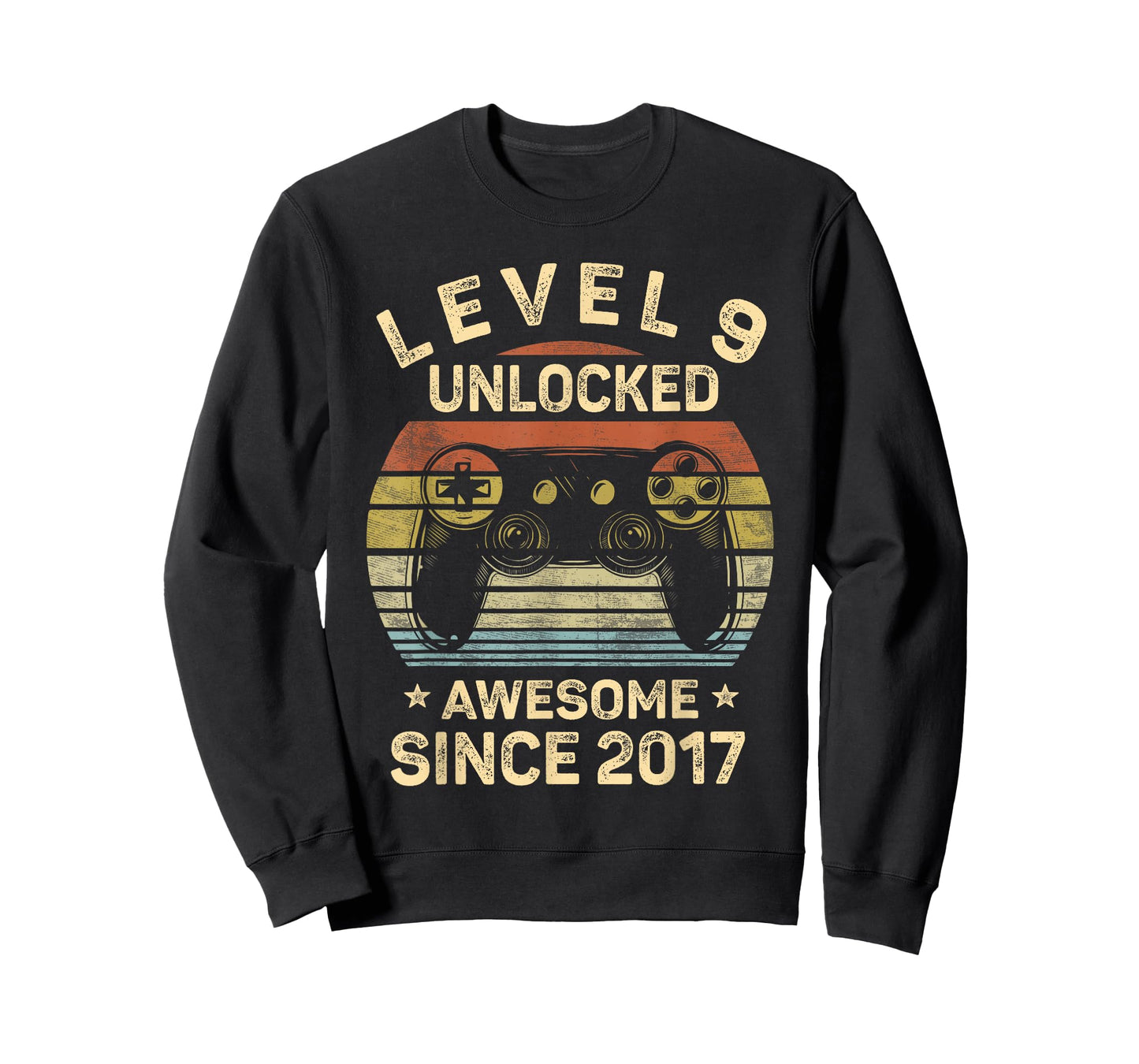 Level 9 Unlocked Awesome Since 2017 9th Birthday Gaming T-Shirt