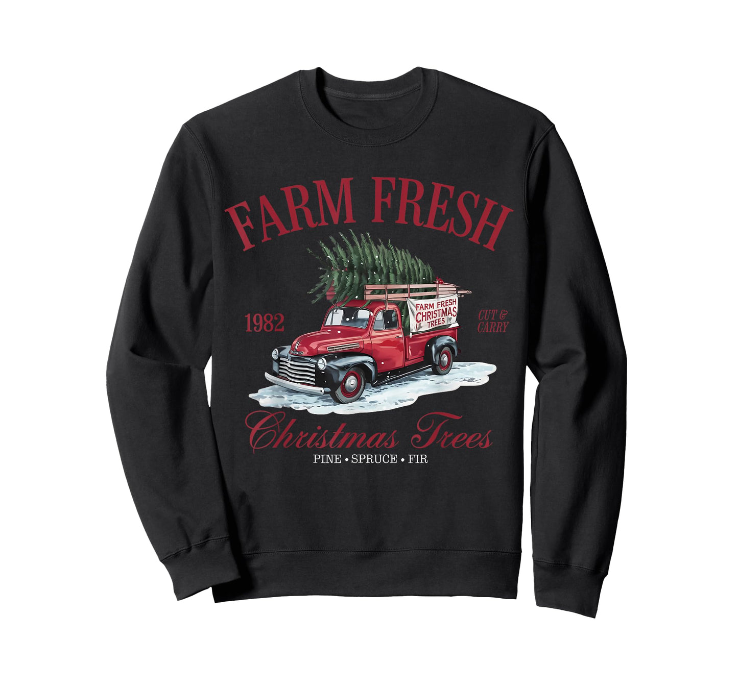 Vintage Farm Fresh Christmas Trees Farmhouse Pickup Truck T-Shirt