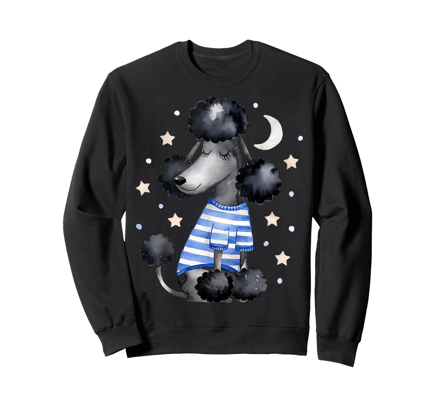 Sleepy Black Poodle Stars and Moon Dog Lover Sleeping Pajama T-Shirt