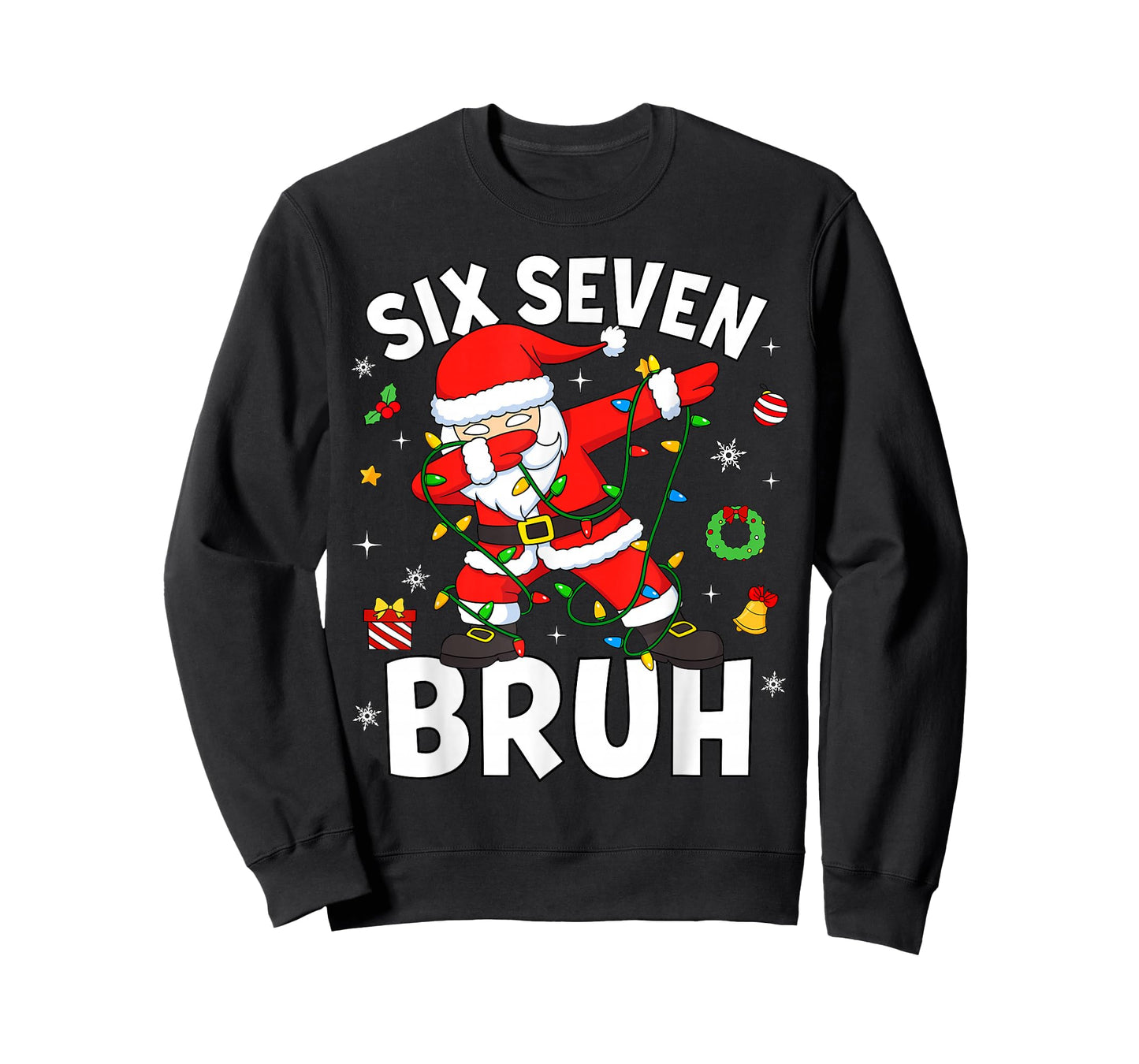 Six Seven 67 Gen Z Alpha Meme Bruh Christmas Dabbing Santa T-Shirt