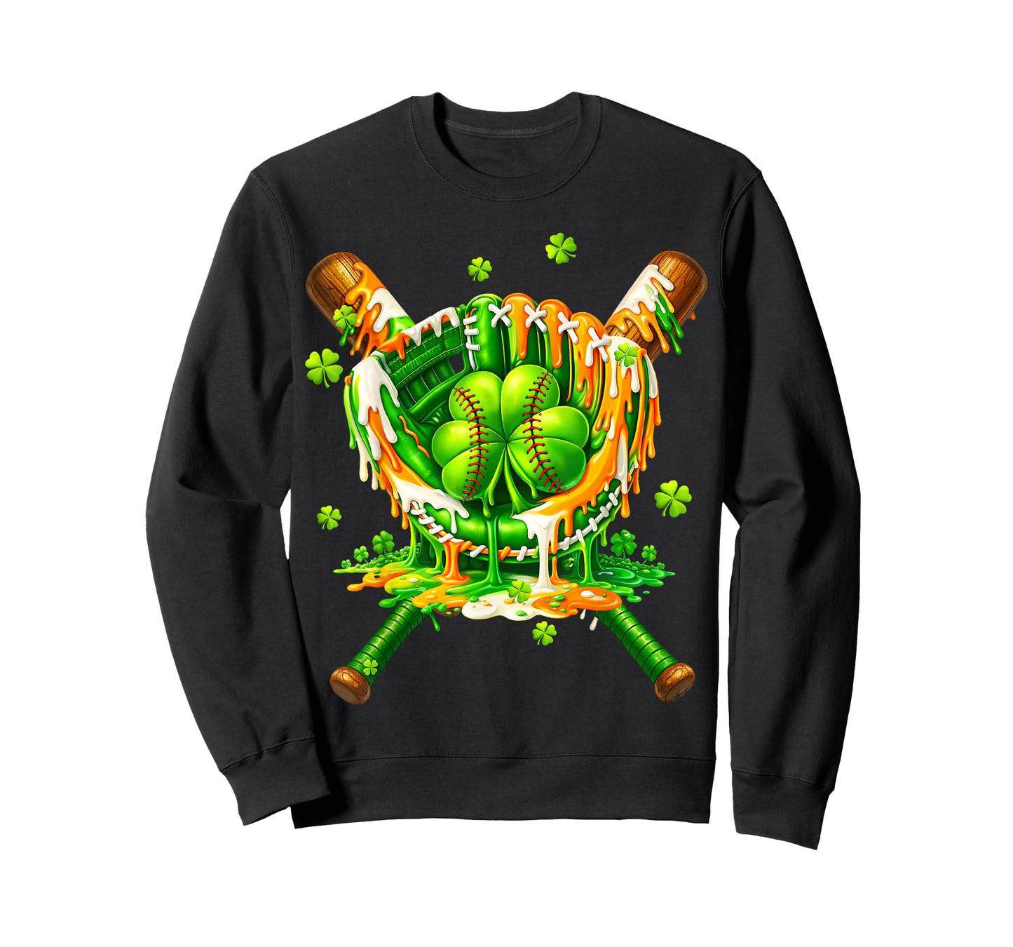 Kids St Patricks Day Baseball Drip Ice Cream Boys Shamrock T-Shirt