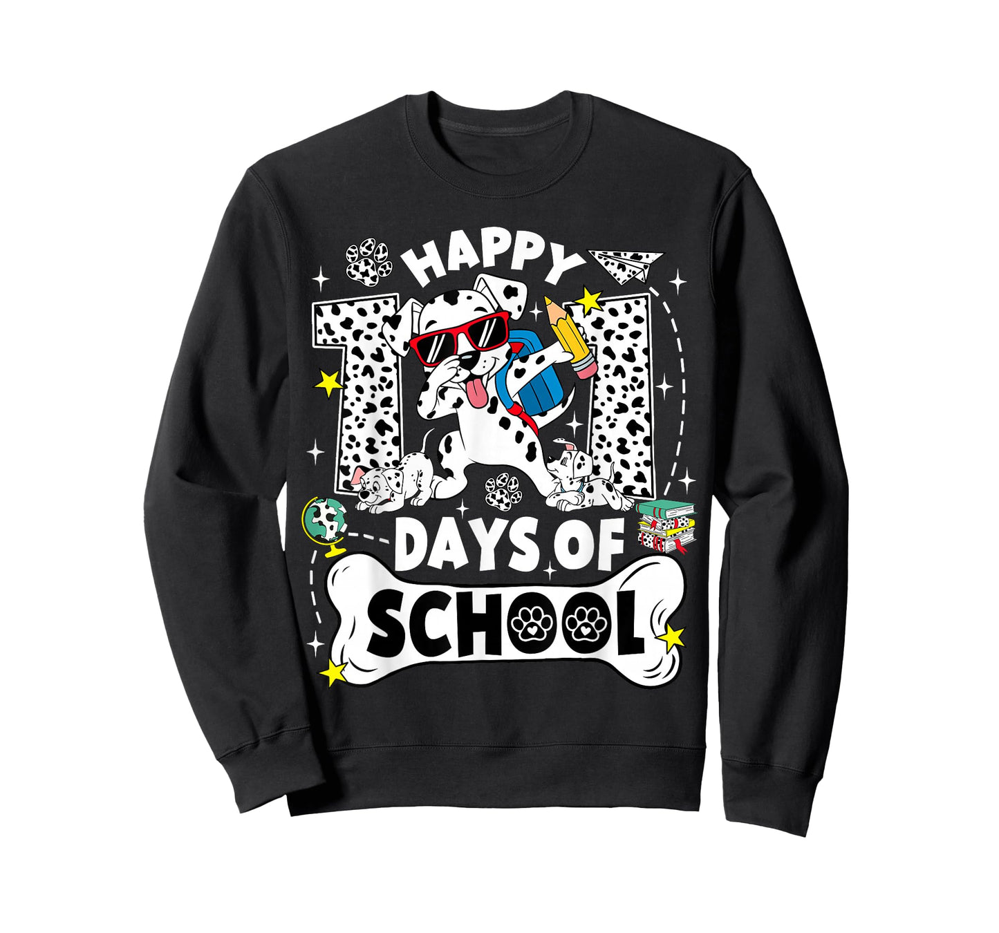 Happy 100 Days of School Dabbing Dalmatian Dog 100 Days Kids T-Shirt