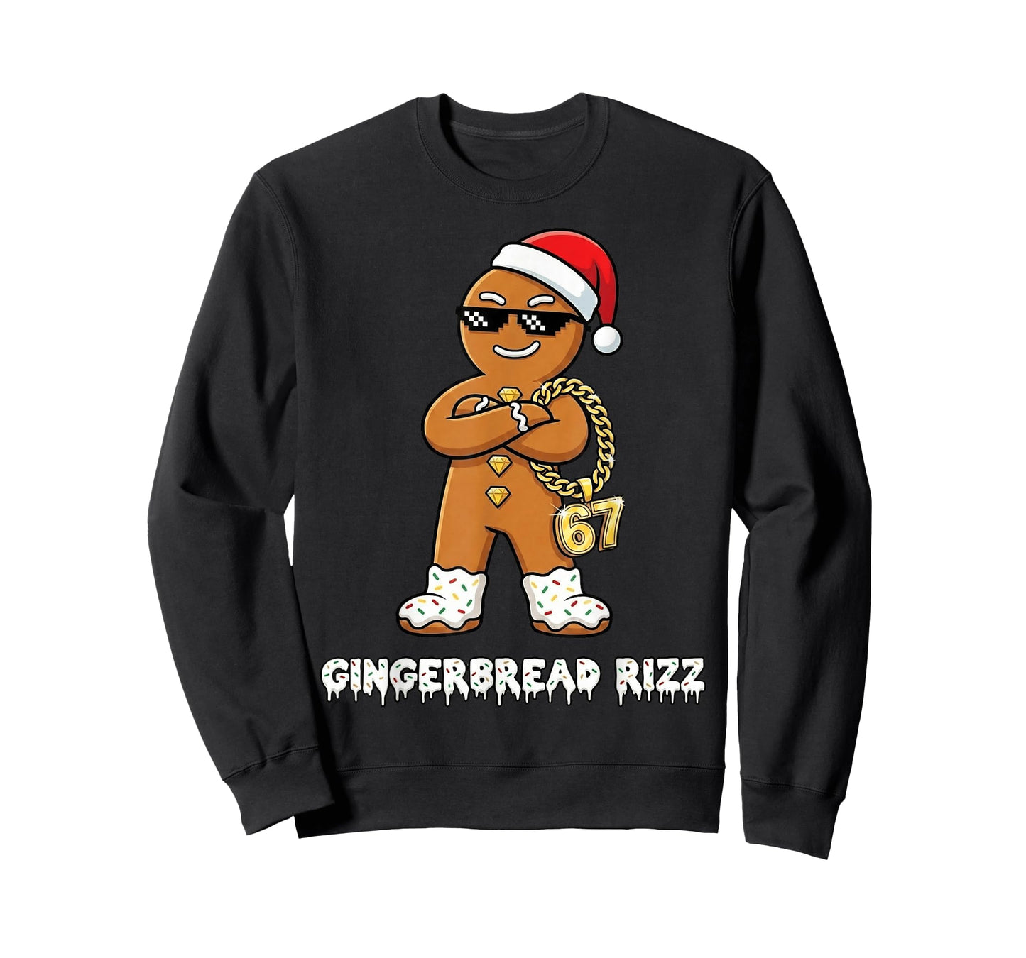 Gingerbread Rizz 67 Funny Christmas Meme Cookie T-Shirt