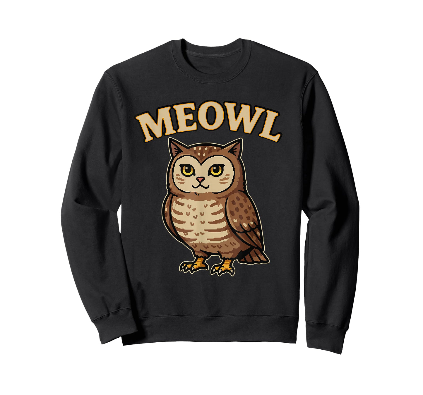 Meowl - Funny Meow Cat Owl Brainrot Meme Teen Kids Gaming T-Shirt