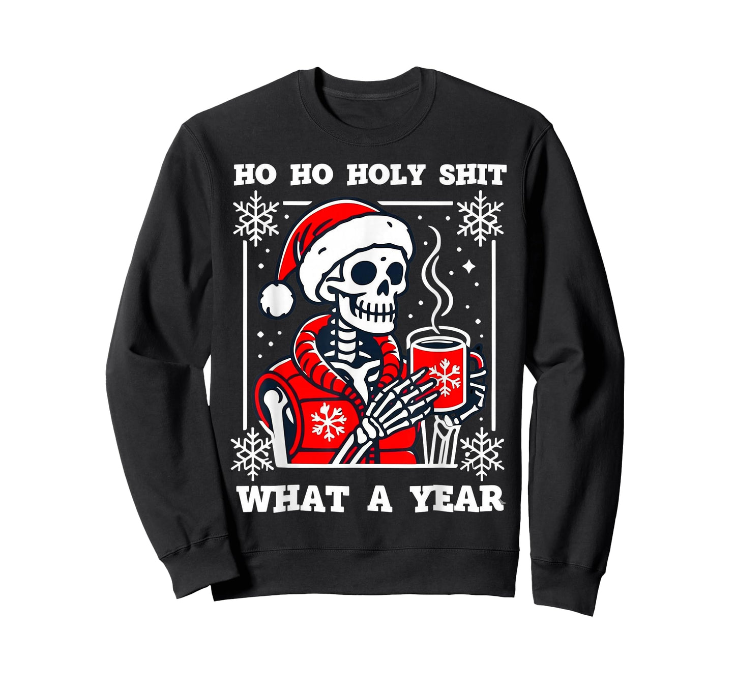 Funny Ho Ho What A Year Skeleton Santa Christmas 2025 T-Shirt