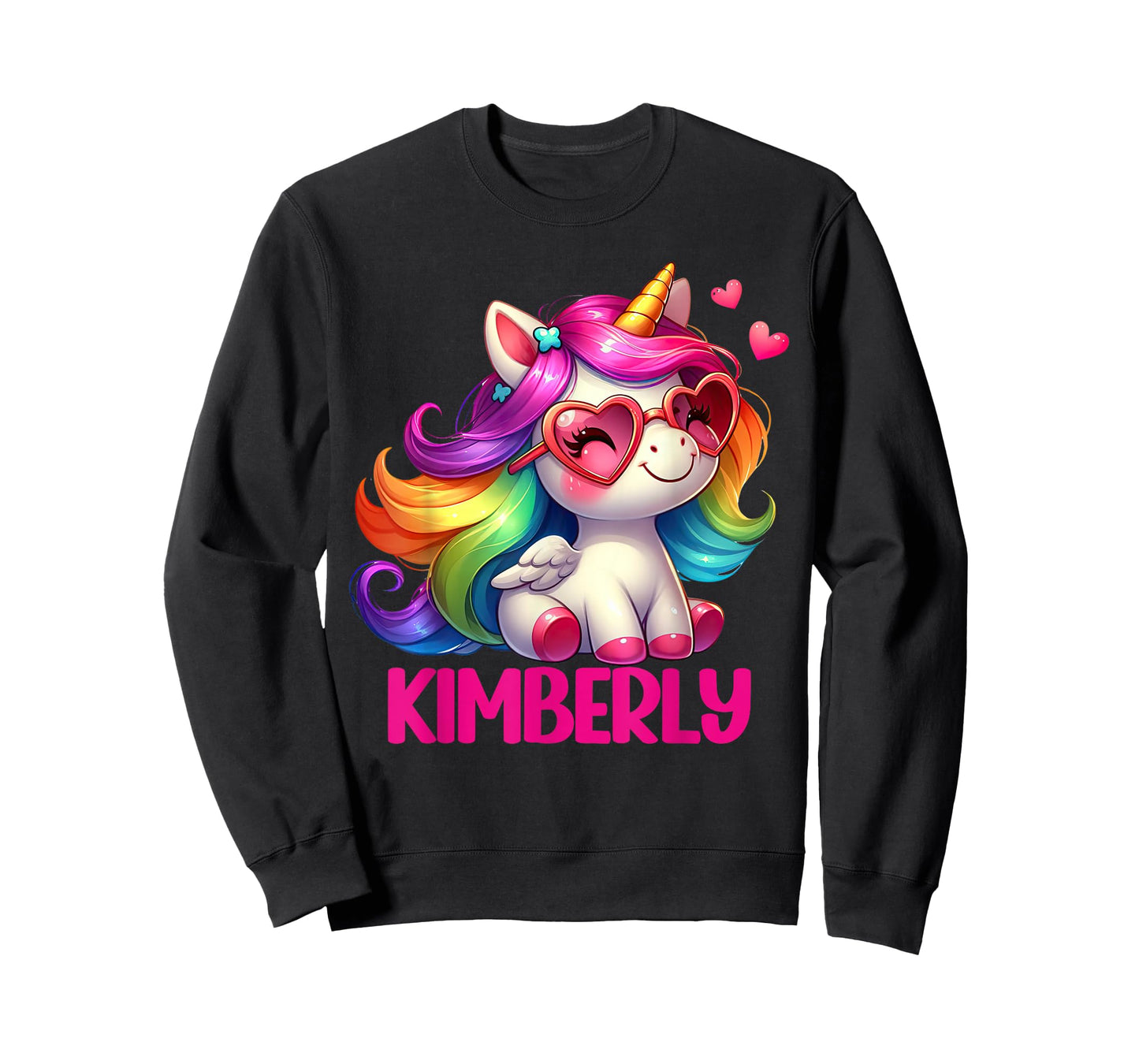 Kimberly Personalized Name Colorful Unicorn Women Girls T-Shirt