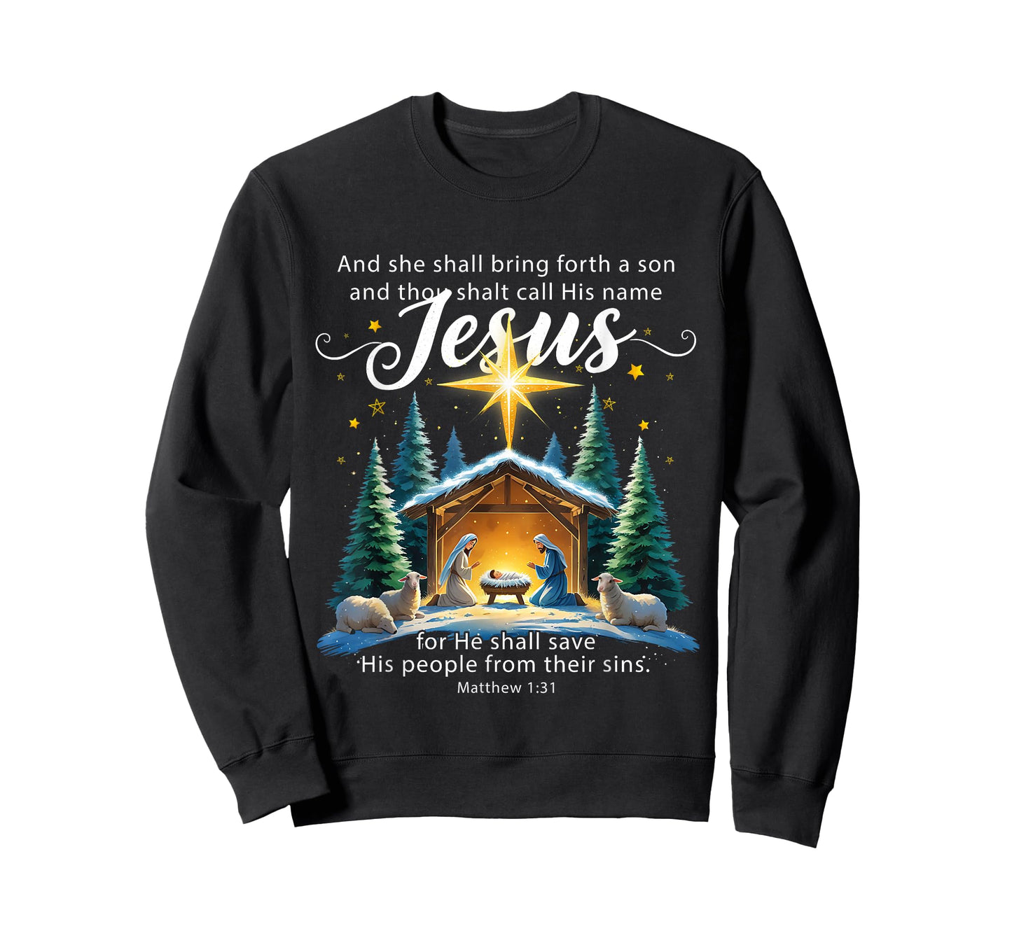 and Thou Shalt Call His Name Jesus Nativity Christmas T-Shirt