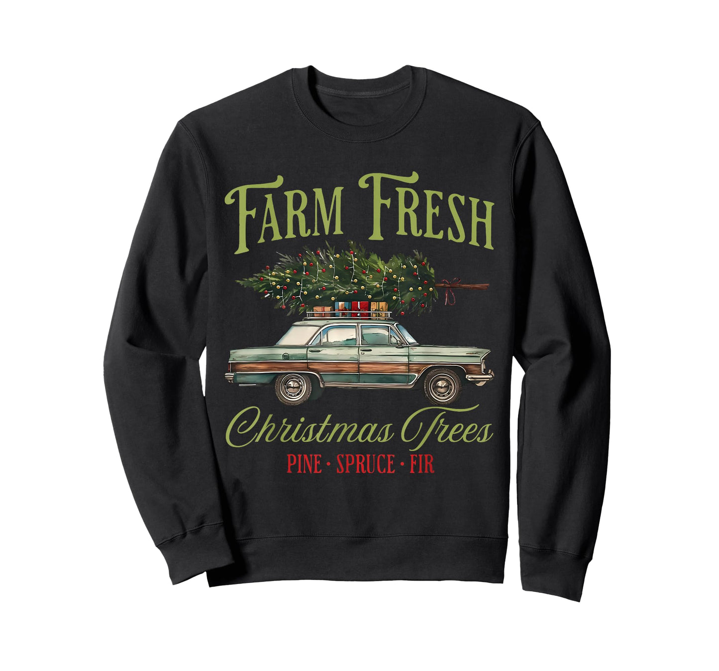 Farm Fresh Christmas Trees Vintage Pine Spruce Fir Xmas T-Shirt
