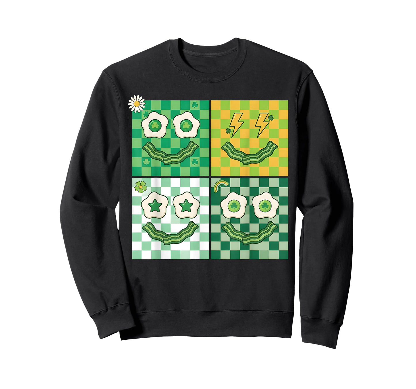 Retro Green Face Eggs and Bacon Ham Breakfast St Patricks T-Shirt