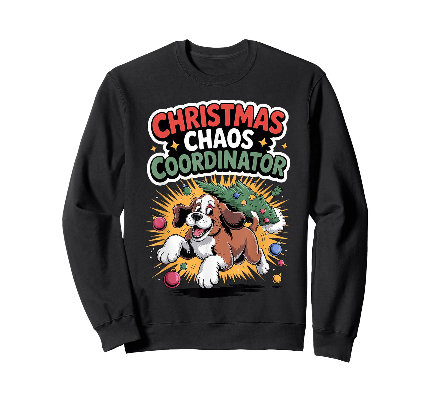 Christmas Chaos Coordinator Xmas Puppy Funny St Bernardoodle T-Shirt