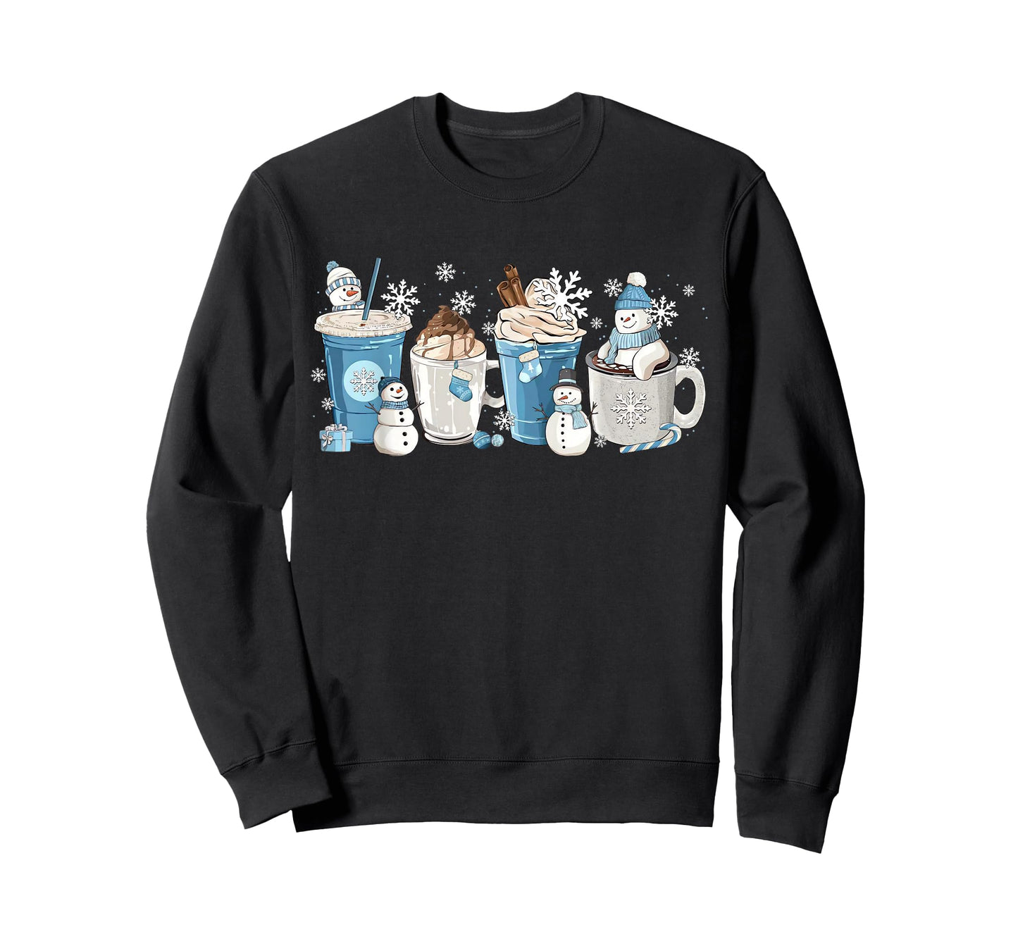 Retro Funny Snowman Winter Coffee Cups Latte Cozy Season T-Shirt