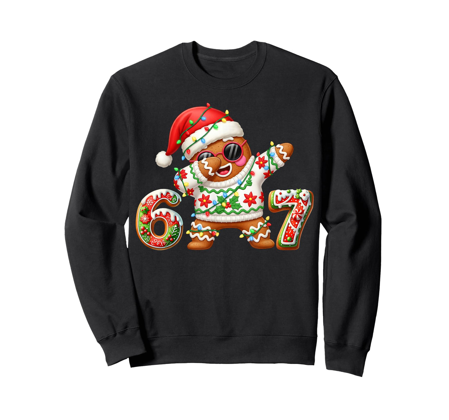 Funny Gingerbread Six Seven 67 Ice Cream Drip Christmas Boys T-Shirt