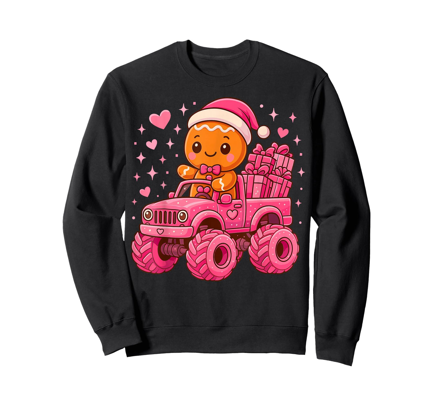 Gingerbread in Pink Christmas Monster Truck T-Shirt