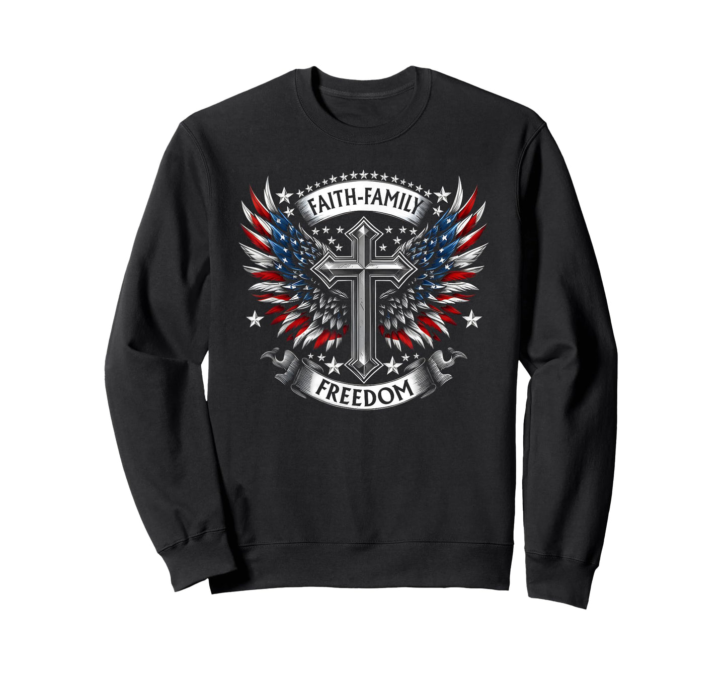 Vintage USA Flag Faith Family Freedom Patriotic Christian T-Shirt