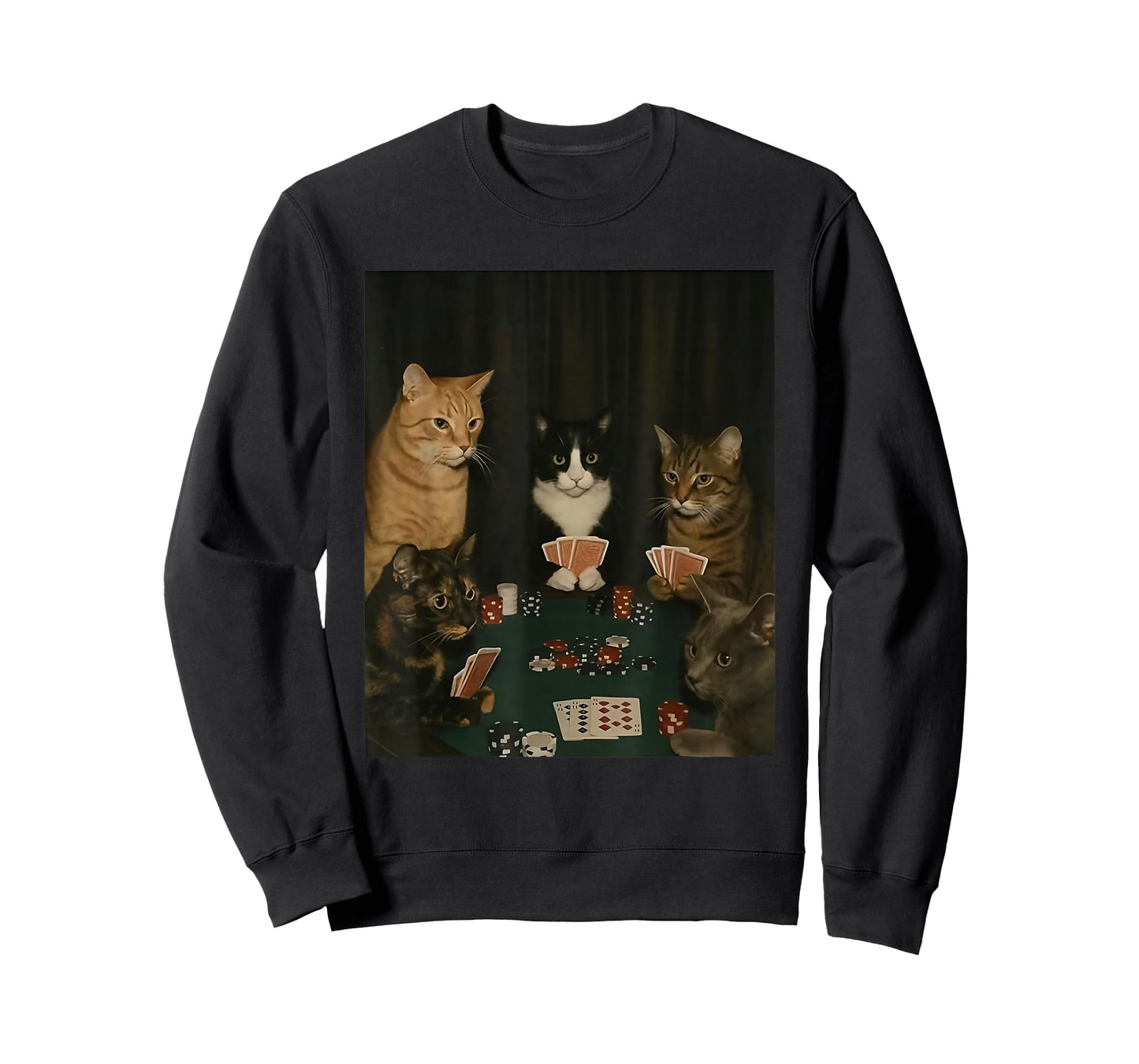 Retro Funny Cats Playing Poker Meme Graphic T-Shirt