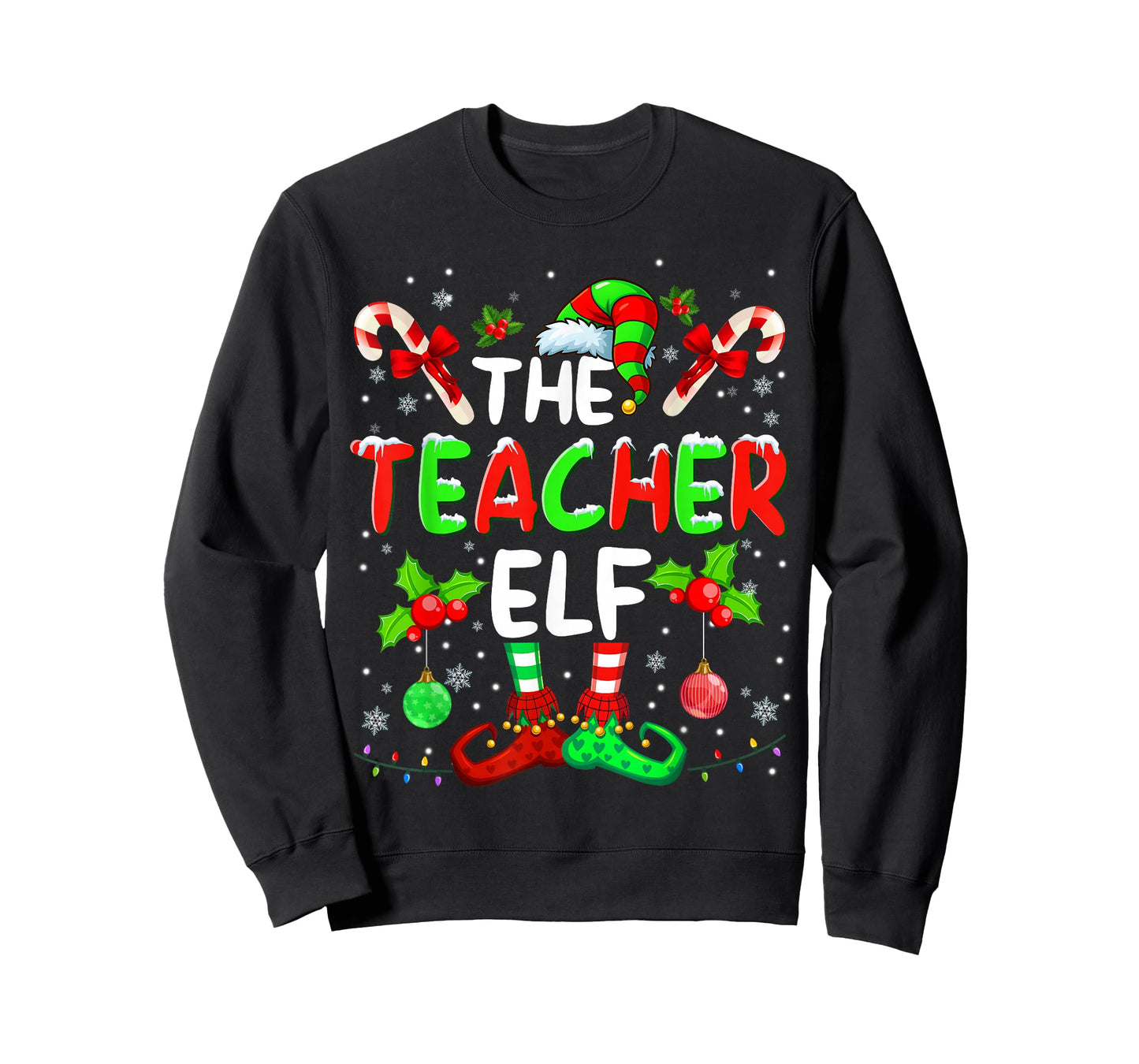 The Teacher Elf Costume Pajamas Pjs Christmas Xmas Men Boy T-Shirt