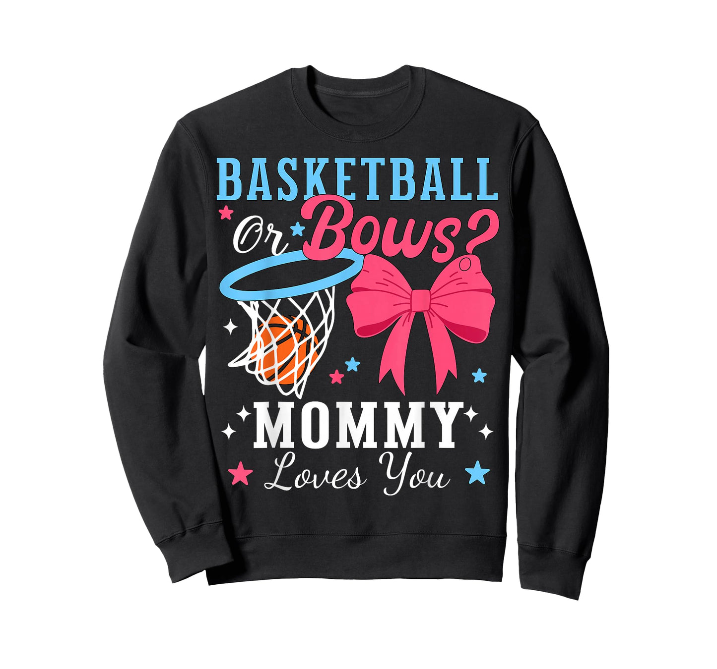 Basketball Or Bows Mommy Loves You Gender Reveal Party T-Shirt