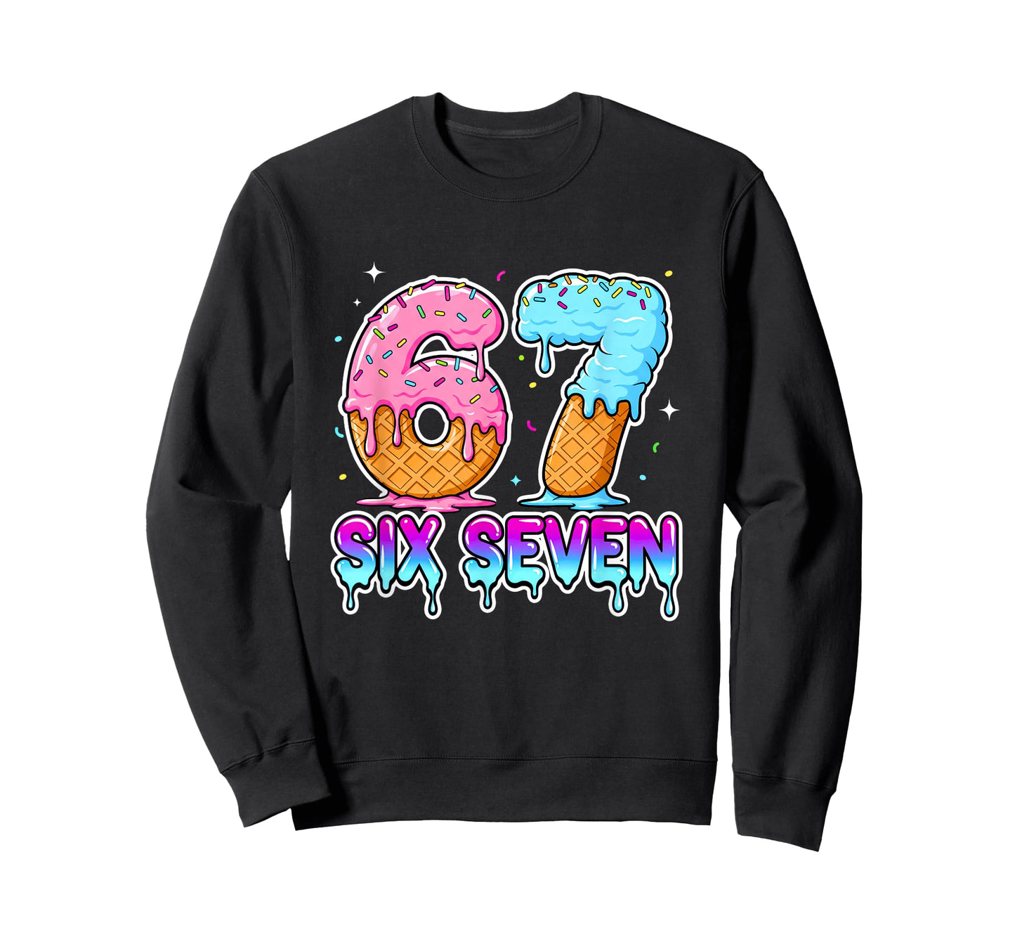 Six Seven Ice Cream Drip Cool Meme 67 Funny Gen Alpha T-Shirt
