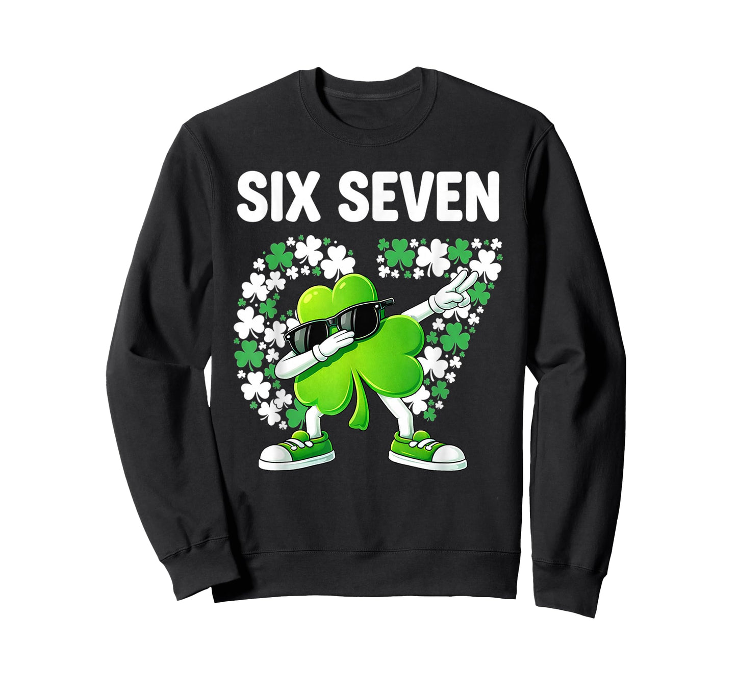 St Patricks Day Six Seven 6 7 Meme Shamrock Kids Girls Boys T-Shirt