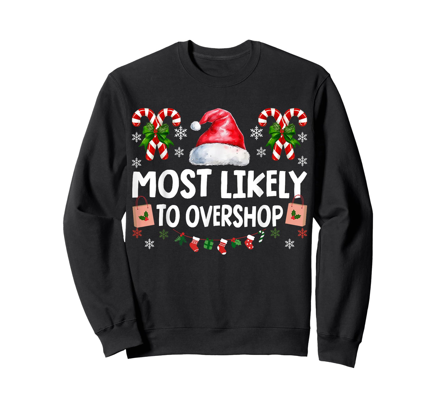 Most Likely to Overshop Shopping Squad Family Christmas T-Shirt