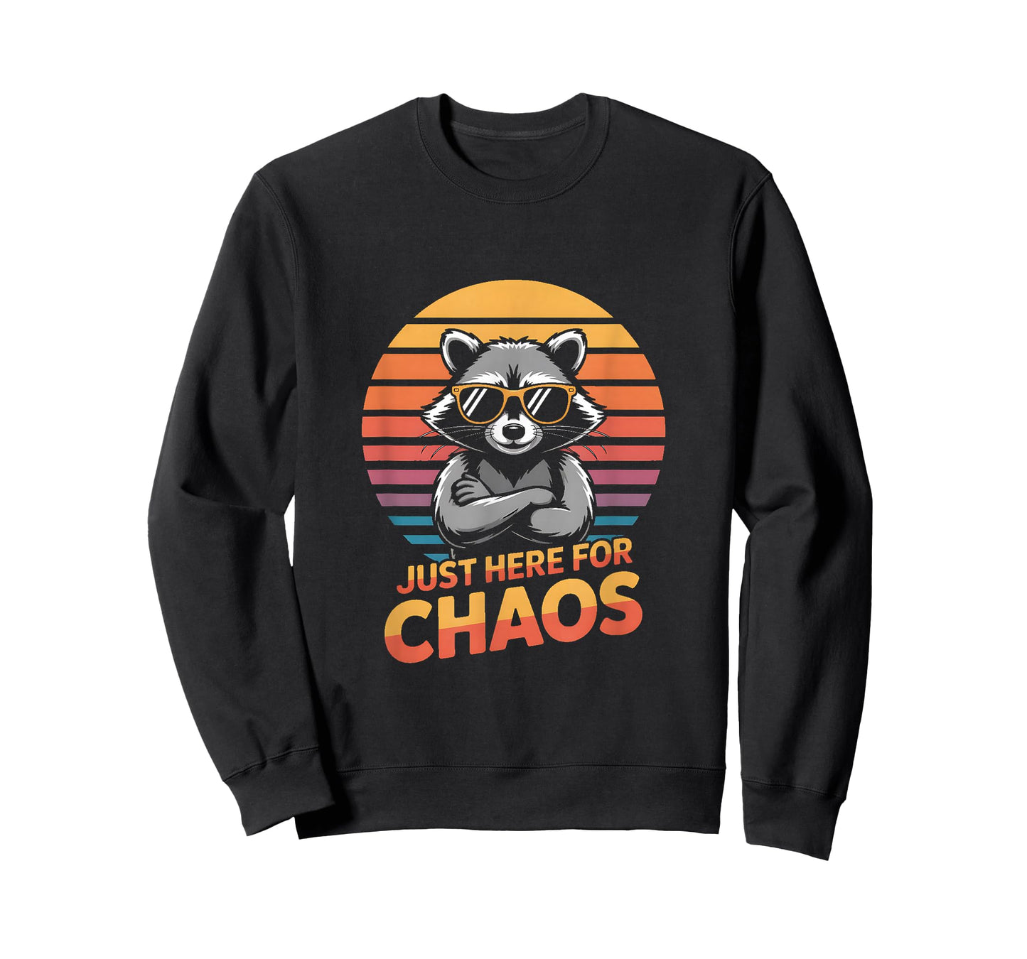 Just Here for Chaos Funny Retro Raccoon Graphic T-Shirt