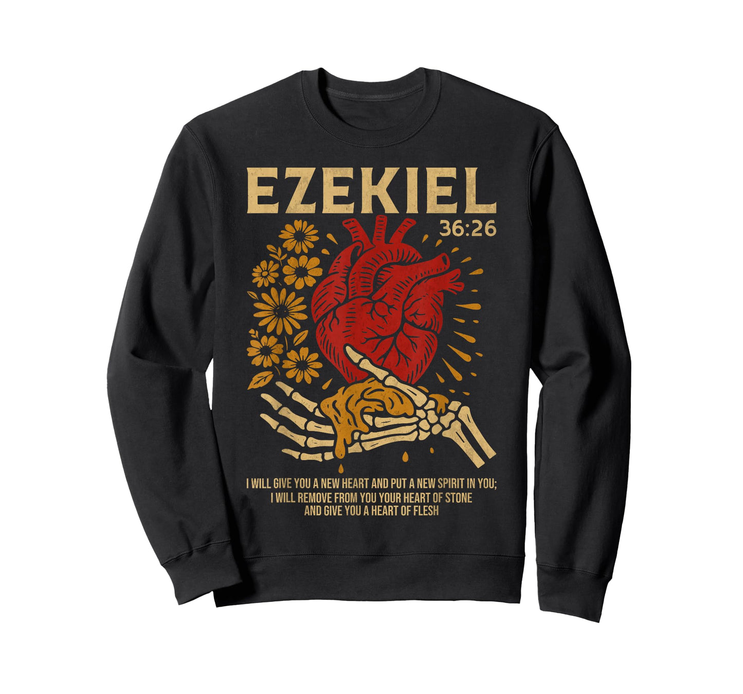 Vintage Ezekiel 36-26 Heart of Flesh Bible Verse Christian T-Shirt