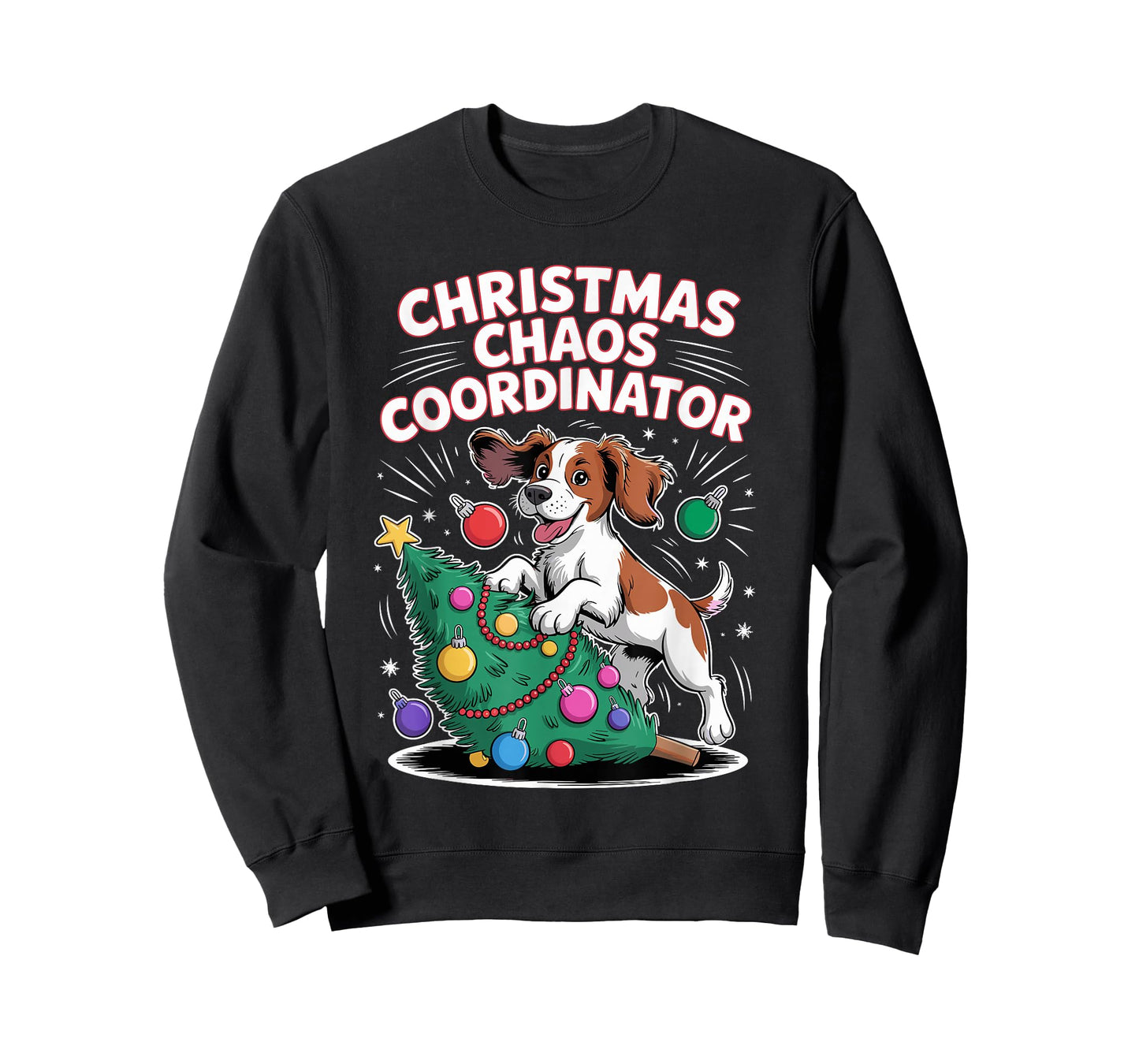 Christmas Chaos Coordinator Xmas Dog Puppy Funny Brittany T-Shirt