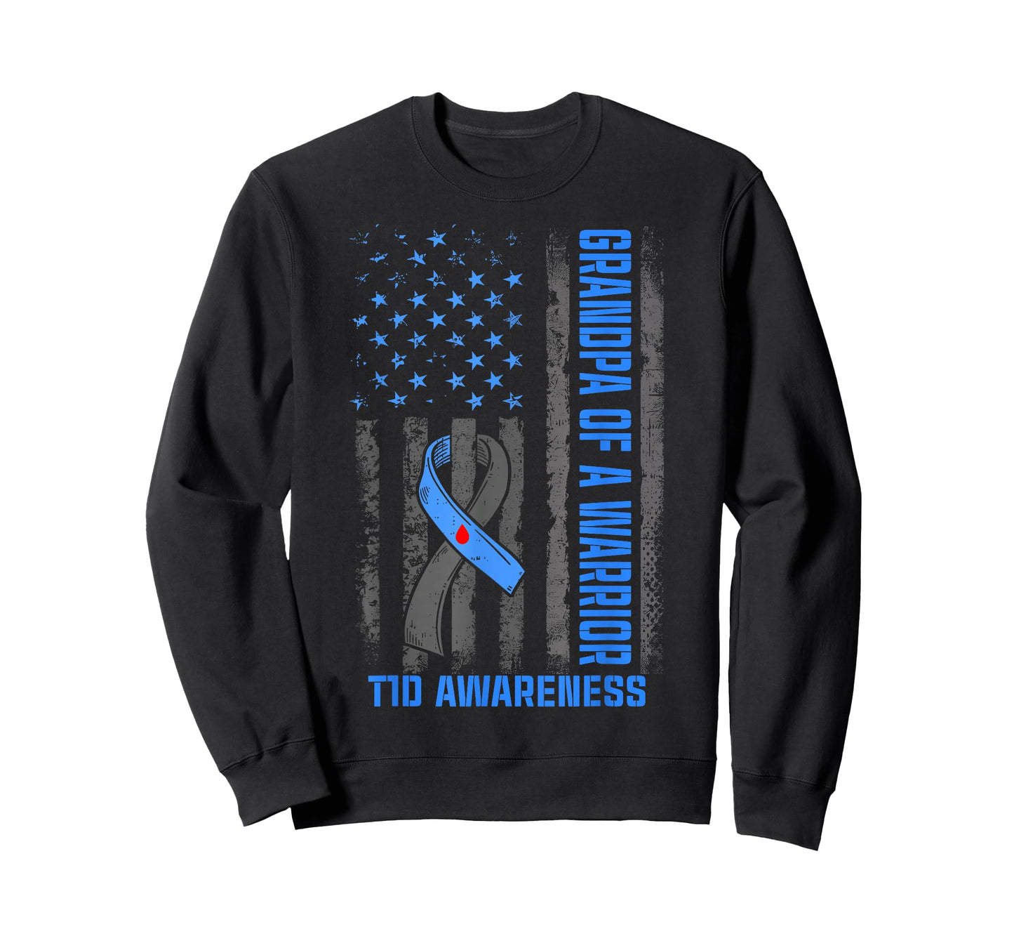 Type 1 Diabetes Awareness T1D Grandpa of Warrior Diabetic T-Shirt