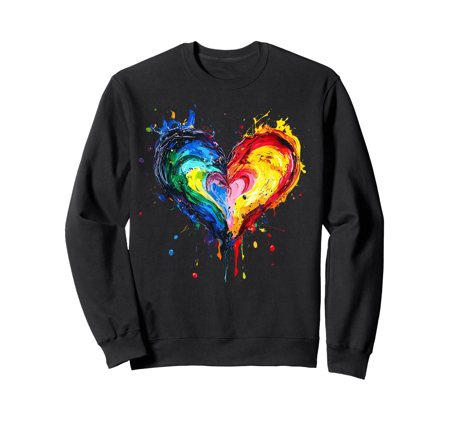 Colorful Rainbow Heart Paint Splash Abstract Love T-Shirt