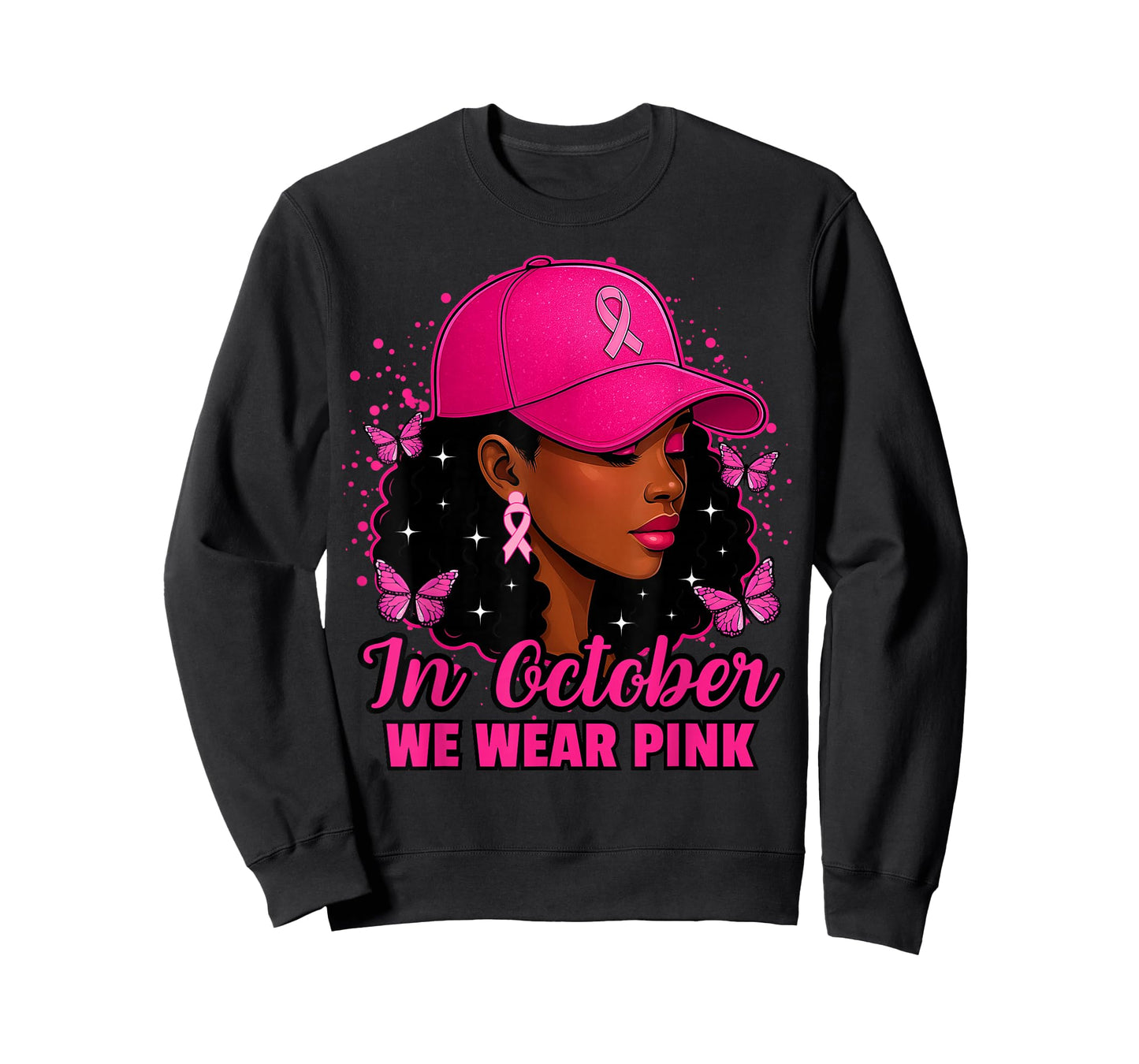 African American Women in October We Wear Pink Breast Cancer T-Shirt