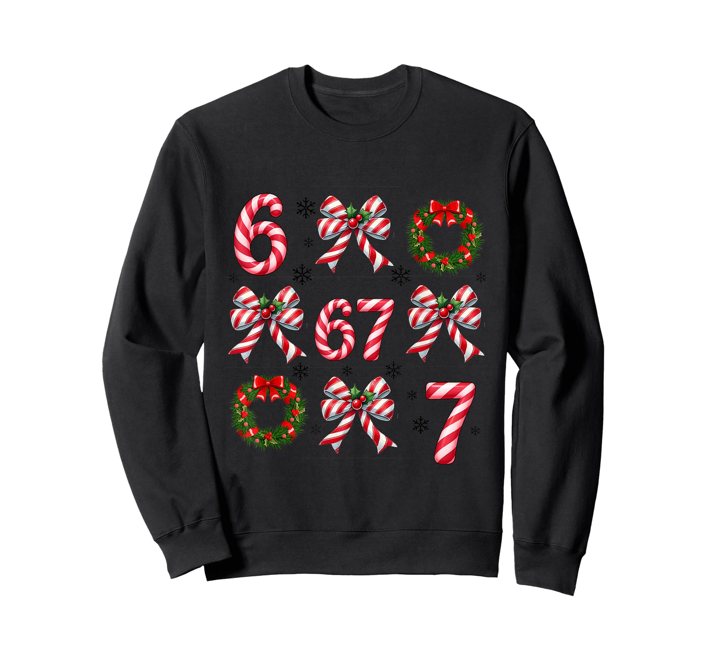 Coquette Bows Candy Cane 67 Meme Slang Christmas Decorations T-Shirt