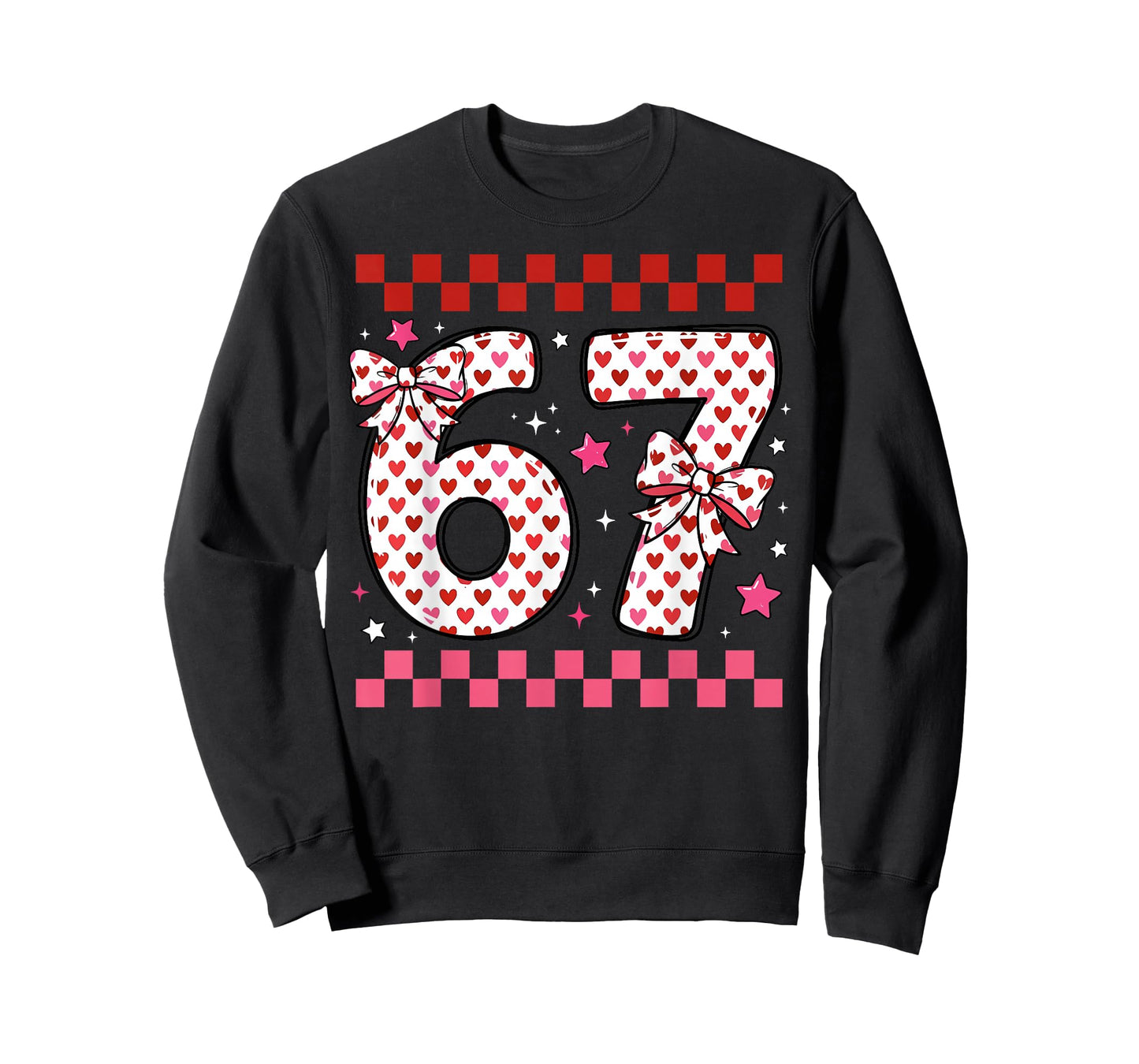 Valentine 67 Six Seven 6-7 Funny Heart Bow for Kids Girls T-Shirt