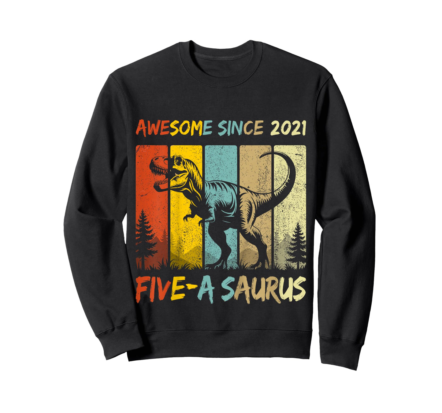 Kids 5 Year Old Dinosaur 5th Birthday Five Saurus Boys Born 2021 T-Shirt